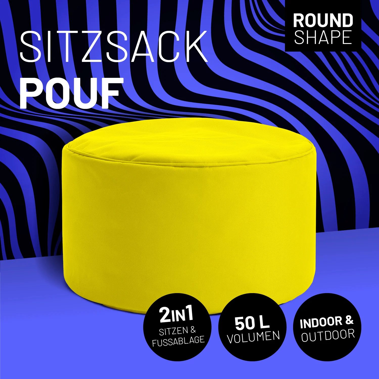 Sitzsack-Hocker/Pouf (50 L) - indoor & outdoor - Gelb - Image 2