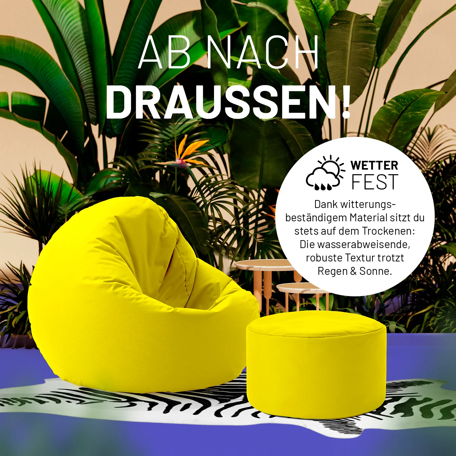 Sitzsack-Hocker/Pouf (50 L) - indoor & outdoor - Gelb - Image 6