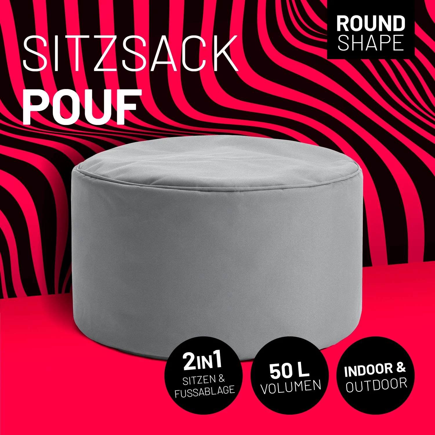 Sitzsack-Hocker/Pouf (50 L) - indoor & outdoor - Grau - Image 2