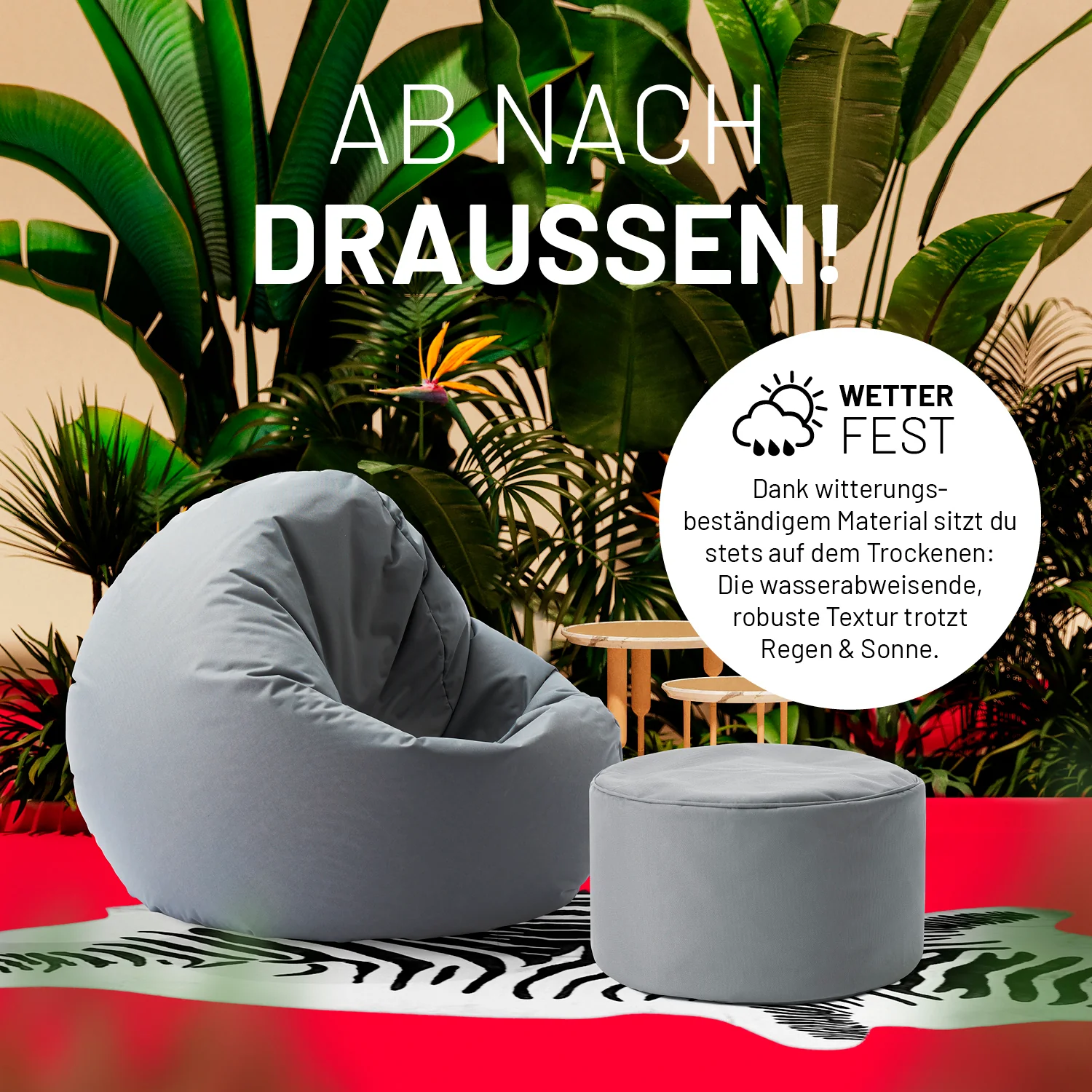Sitzsack-Hocker/Pouf (50 L) - indoor & outdoor - Grau - Image 6