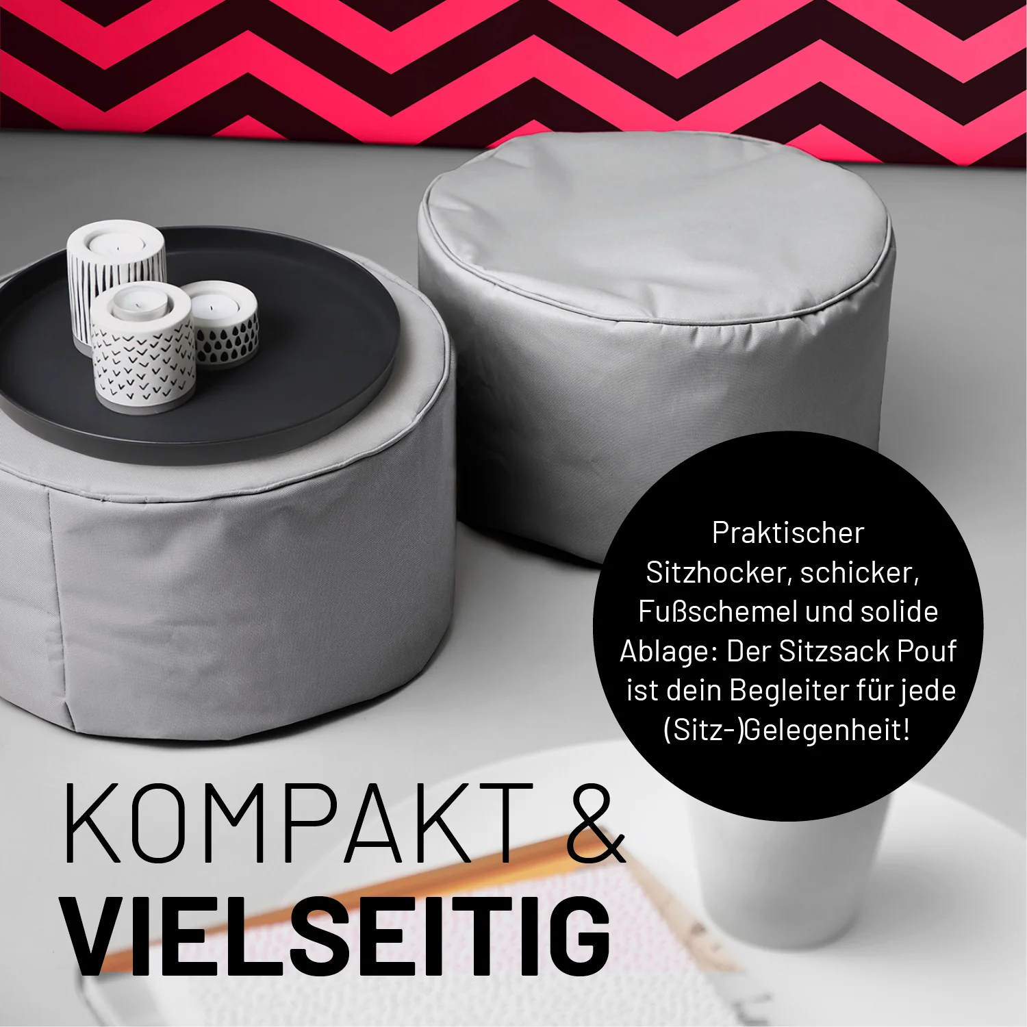 Sitzsack-Hocker/Pouf (50 L) - indoor & outdoor - Grau - Image 7