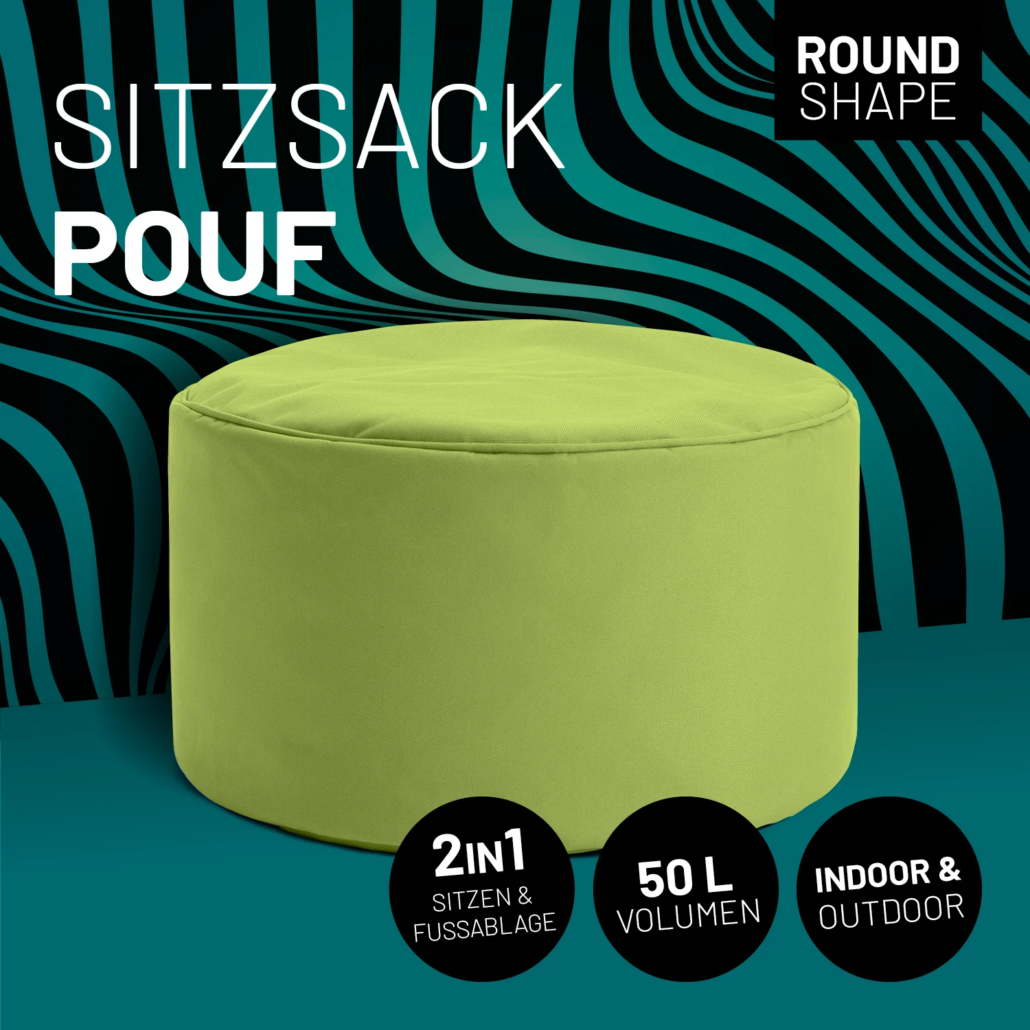 Sitzsack-Hocker/Pouf (50 L) - indoor & outdoor - Grün - Image 2