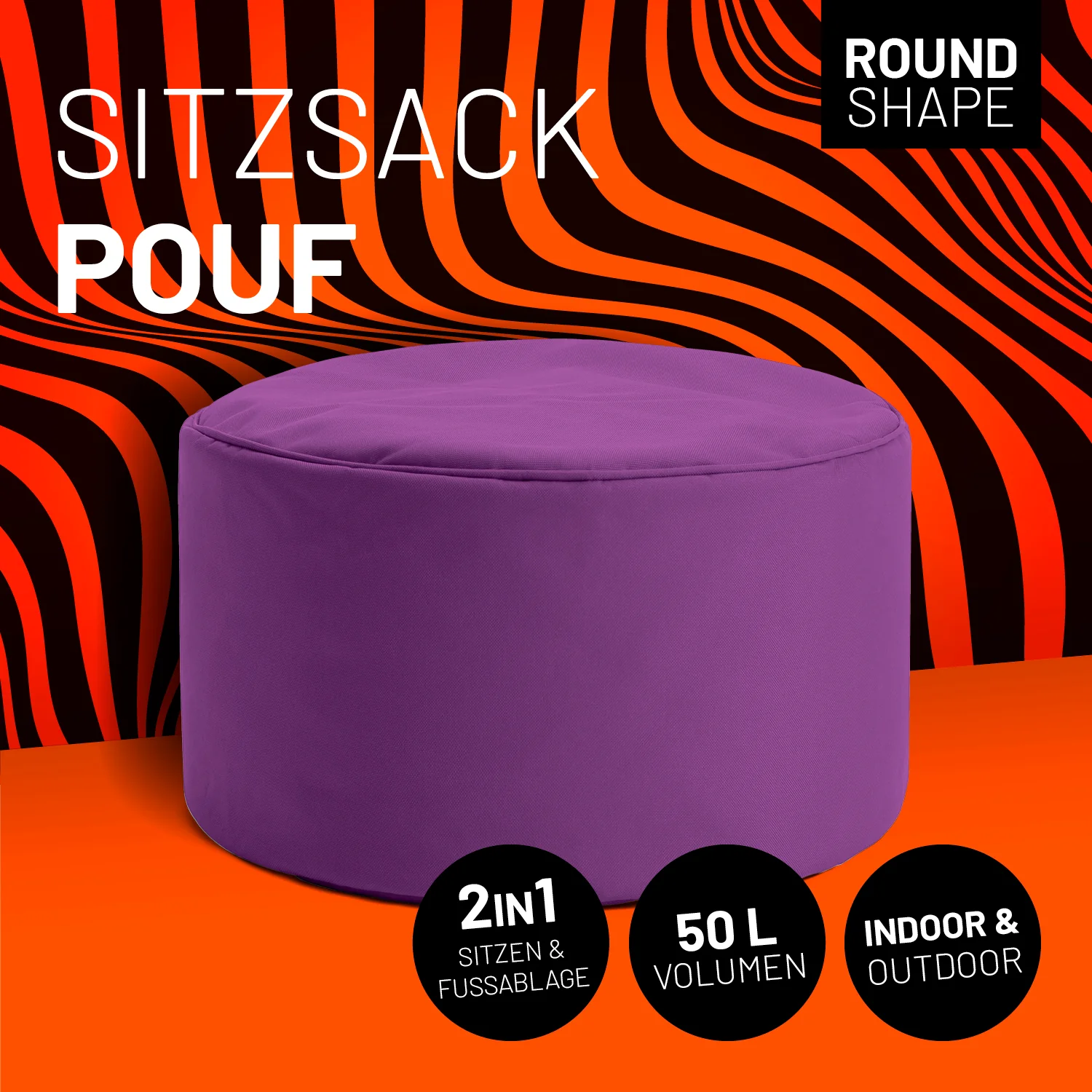 Sitzsack-Hocker/Pouf (50 L) - indoor & outdoor - Lila - Image 2