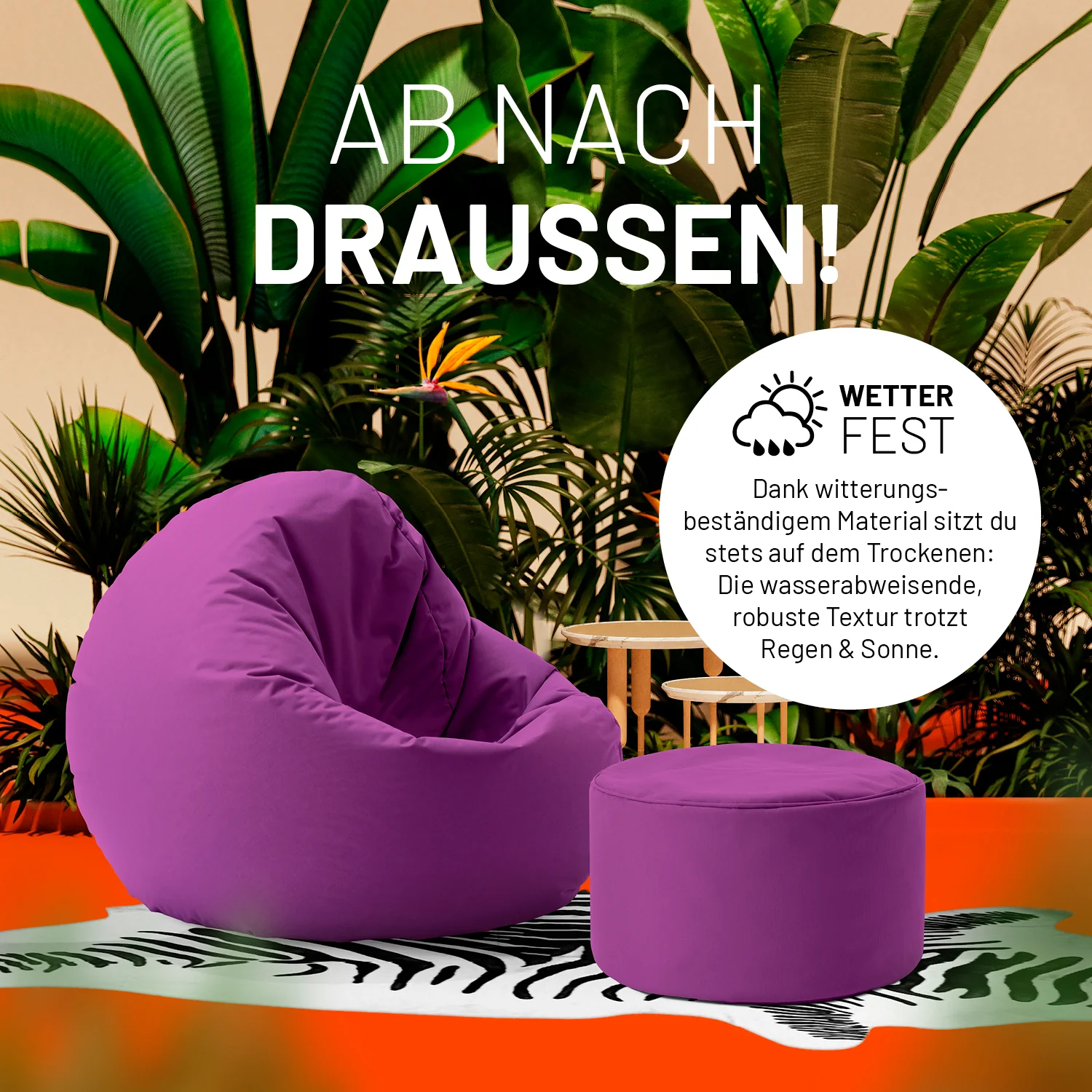 Sitzsack-Hocker/Pouf (50 L) - indoor & outdoor - Lila - Image 6