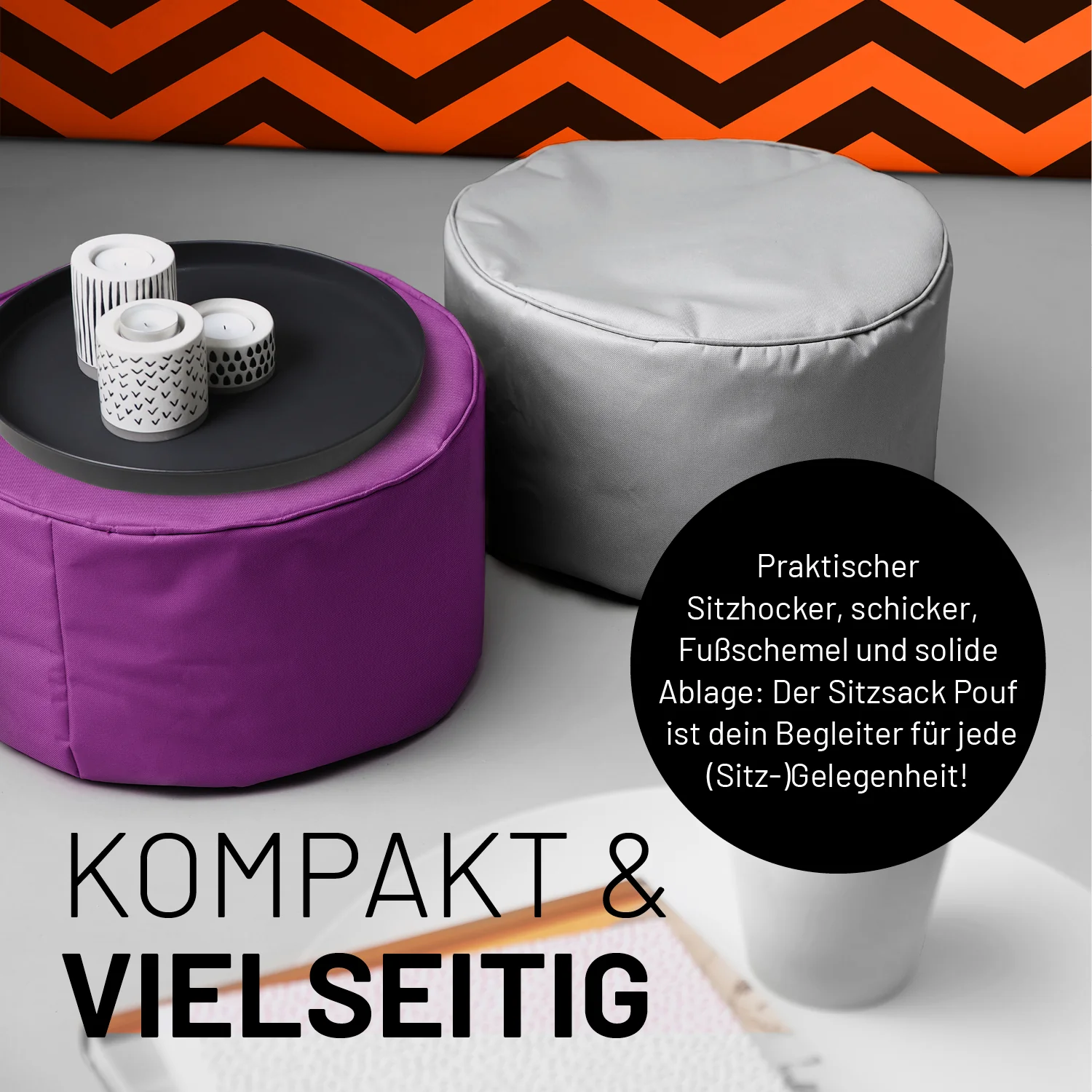 Sitzsack-Hocker/Pouf (50 L) - indoor & outdoor - Lila - Image 7