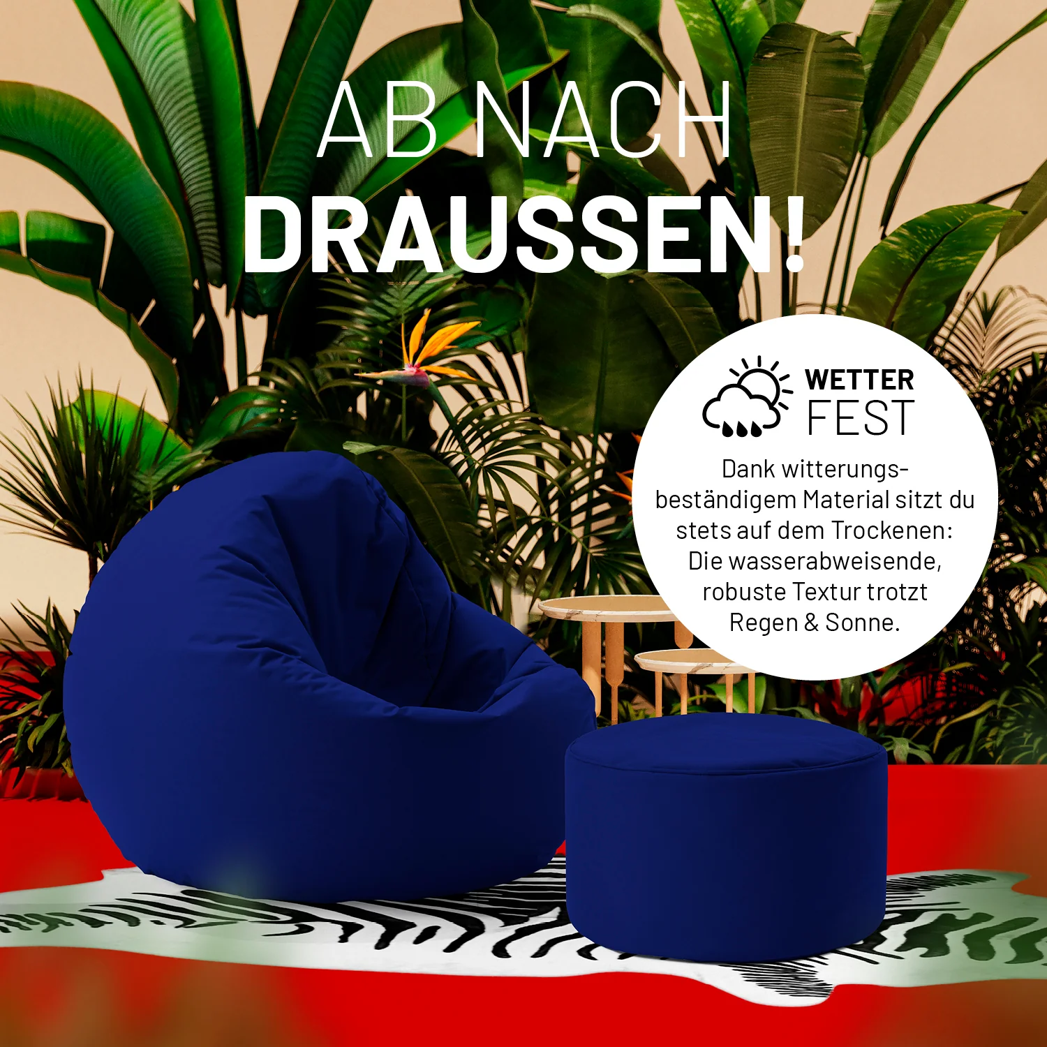 Sitzsack-Hocker/Pouf (50 L) - indoor & outdoor - Navyblau - Image 6