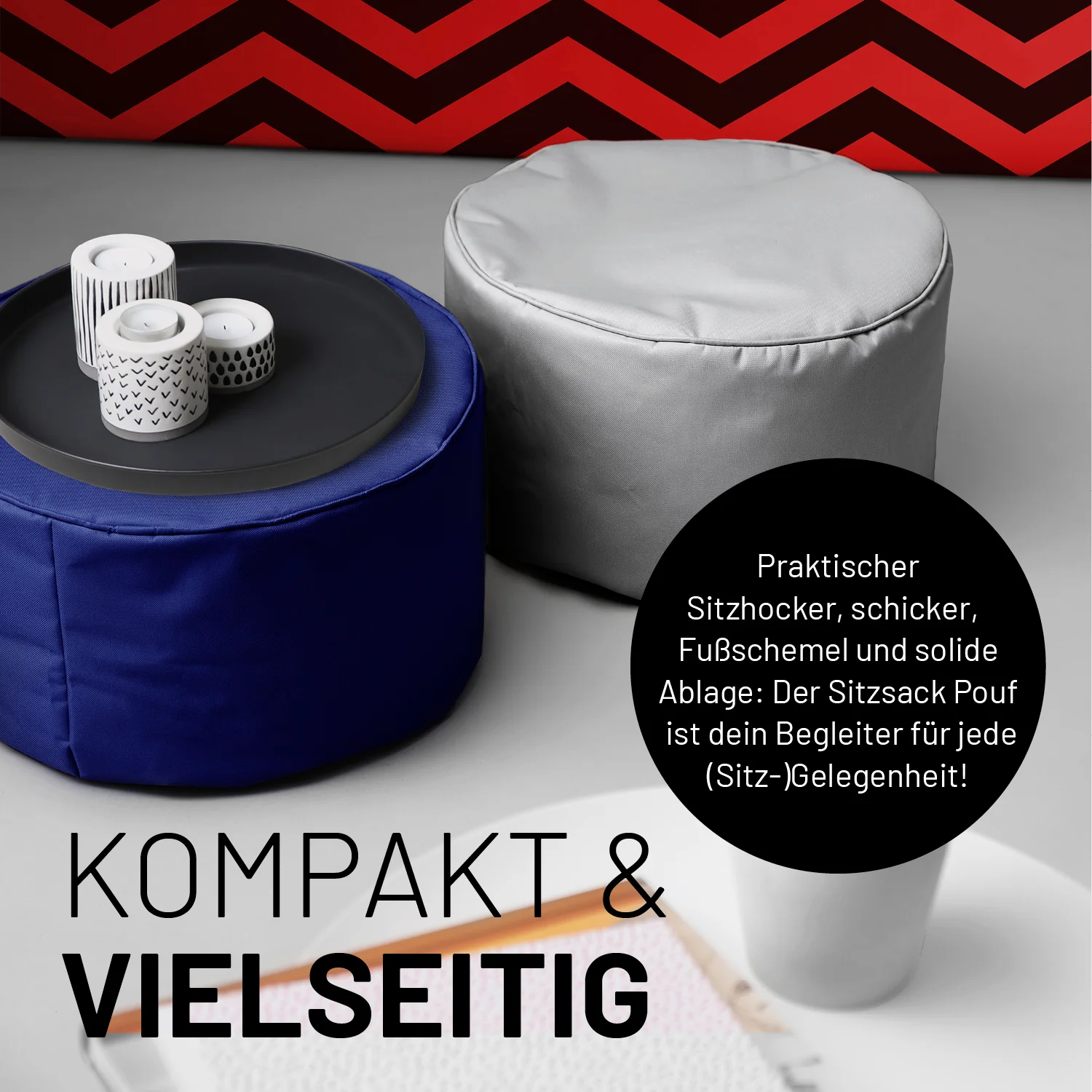 Sitzsack-Hocker/Pouf (50 L) - indoor & outdoor - Navyblau - Image 7