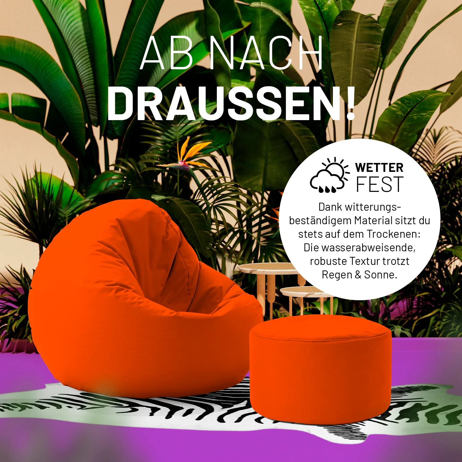 Sitzsack-Hocker/Pouf (50 L) - indoor & outdoor - Orange - Image 6