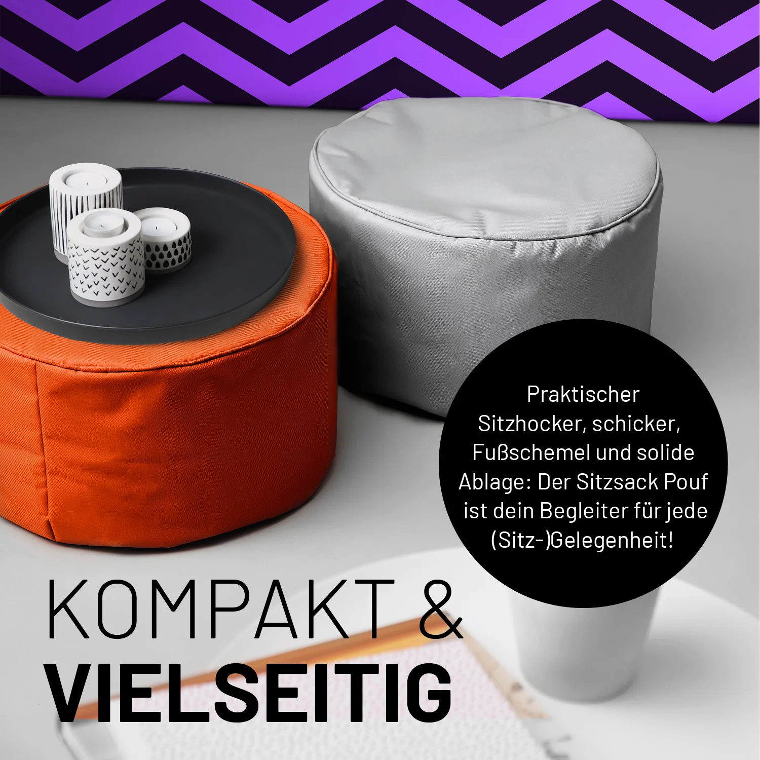 Sitzsack-Hocker/Pouf (50 L) - indoor & outdoor - Orange - Image 7