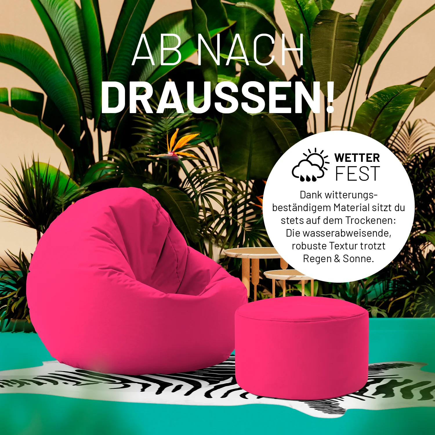 Sitzsack-Hocker/Pouf (50 L) - indoor & outdoor - Pink - Image 6