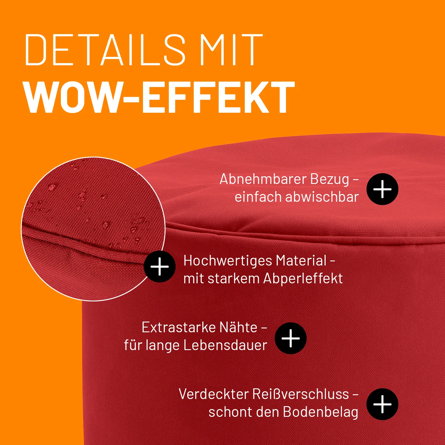Sitzsack-Hocker/Pouf (50 L) - indoor & outdoor - Rot - Image 5