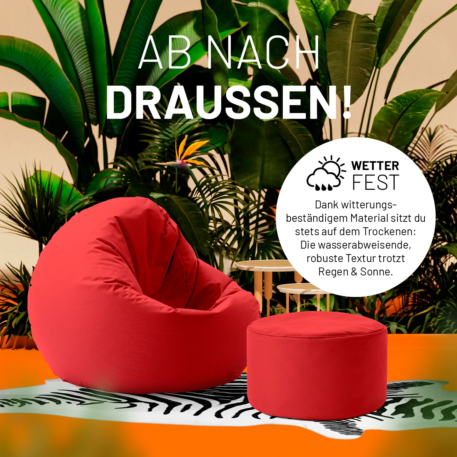 Sitzsack-Hocker/Pouf (50 L) - indoor & outdoor - Rot - Image 6