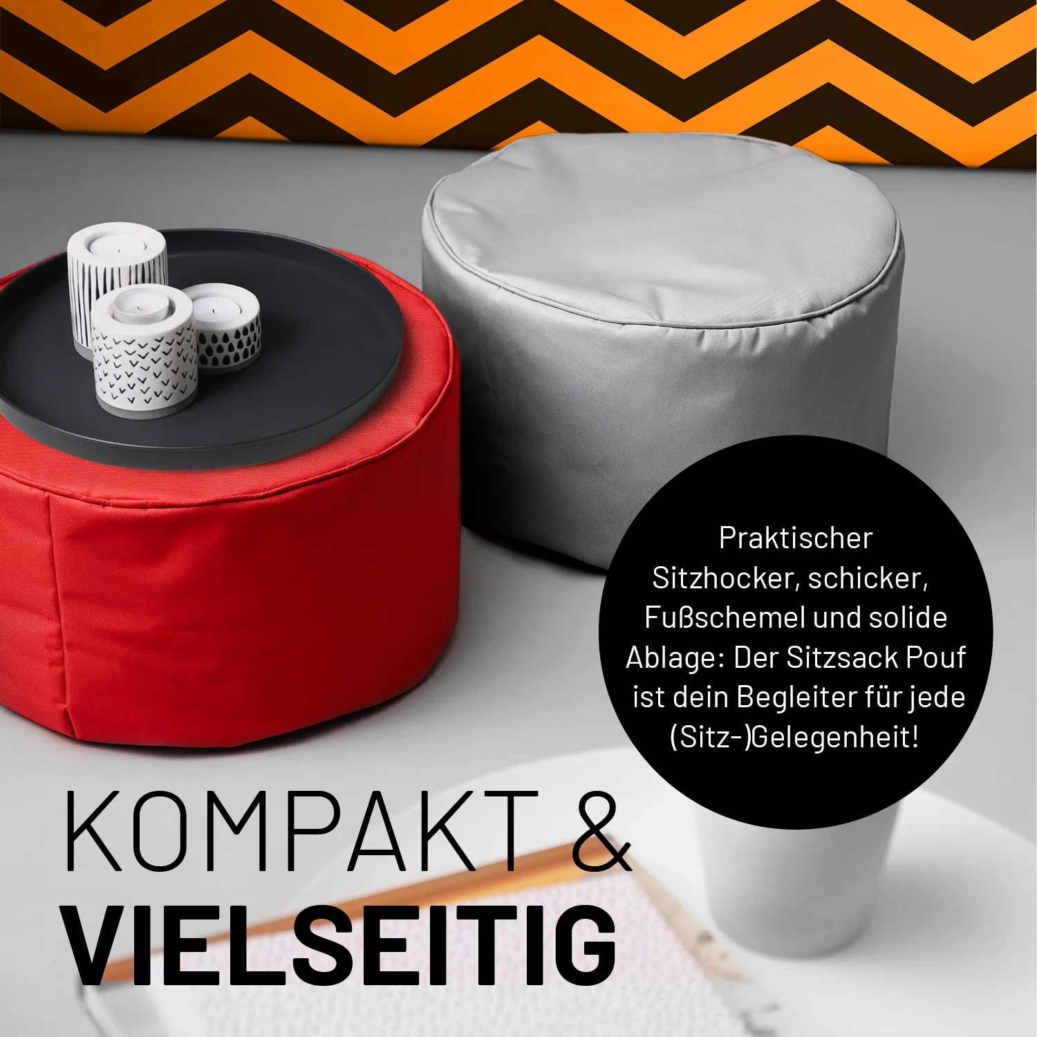 Sitzsack-Hocker/Pouf (50 L) - indoor & outdoor - Rot - Image 7