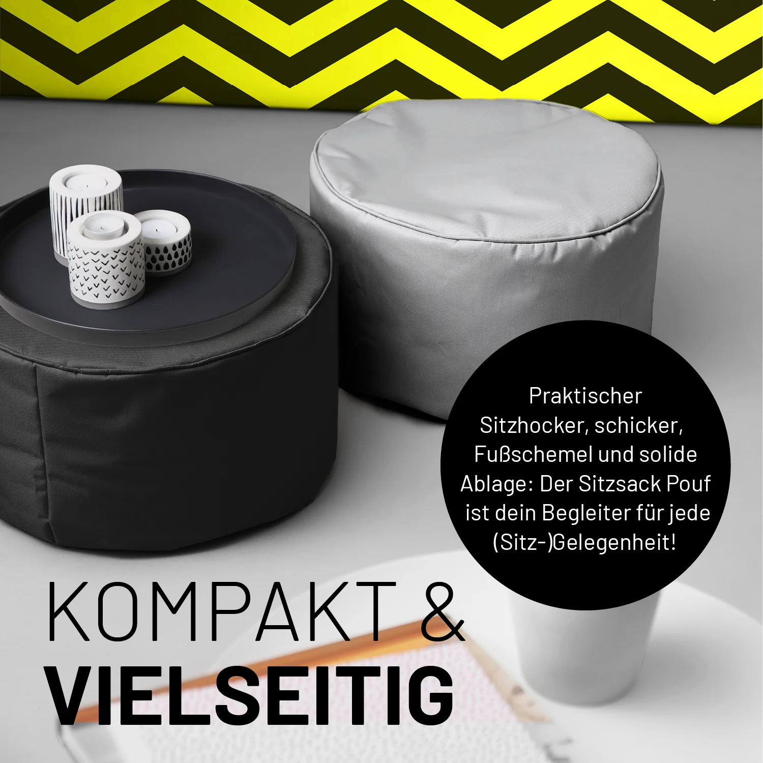 Sitzsack-Hocker/Pouf (50 L) - indoor & outdoor - Schwarz - Image 7