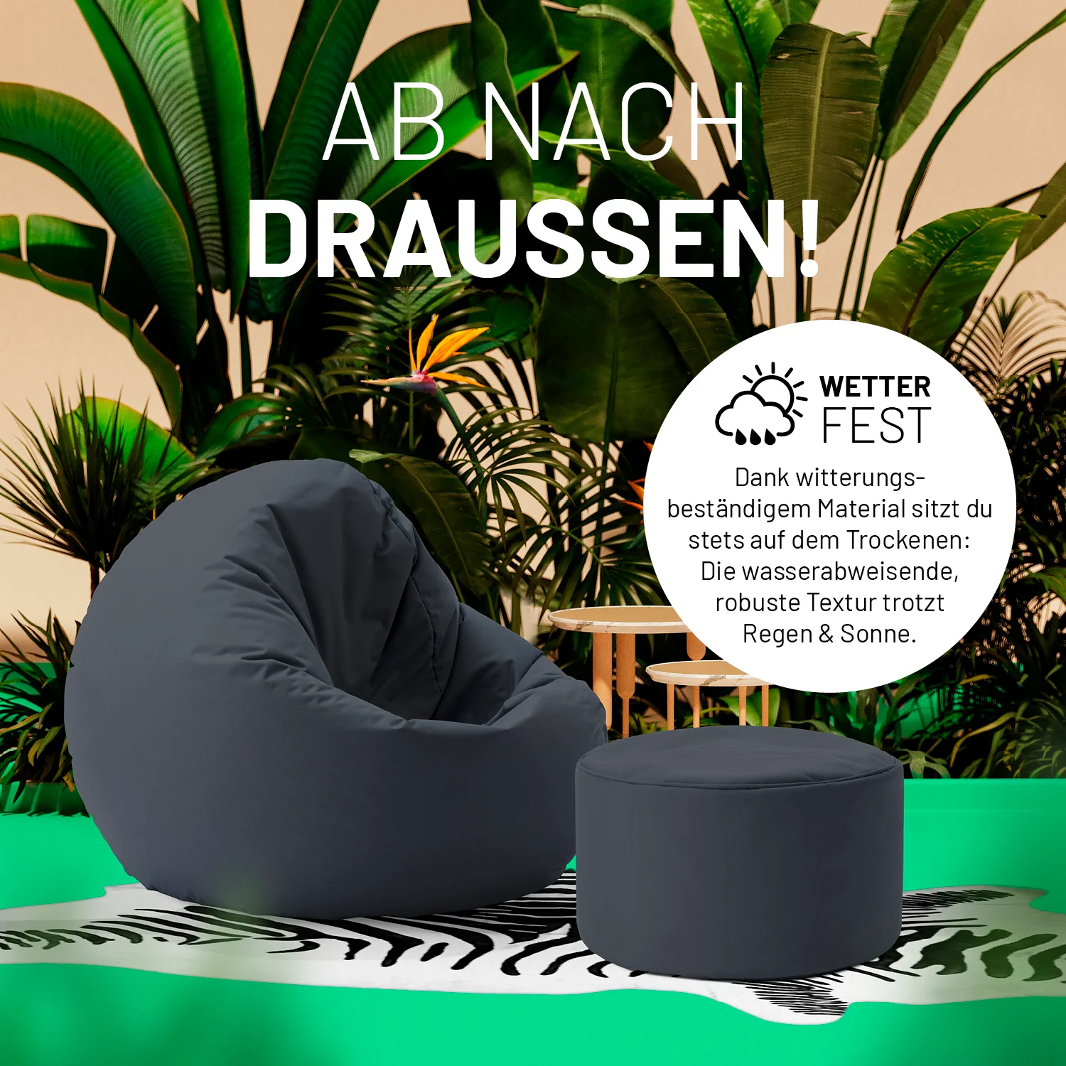 Sitzsack-Hocker/Pouf (50 L) - indoor & outdoor - Stahlgrau - Image 6