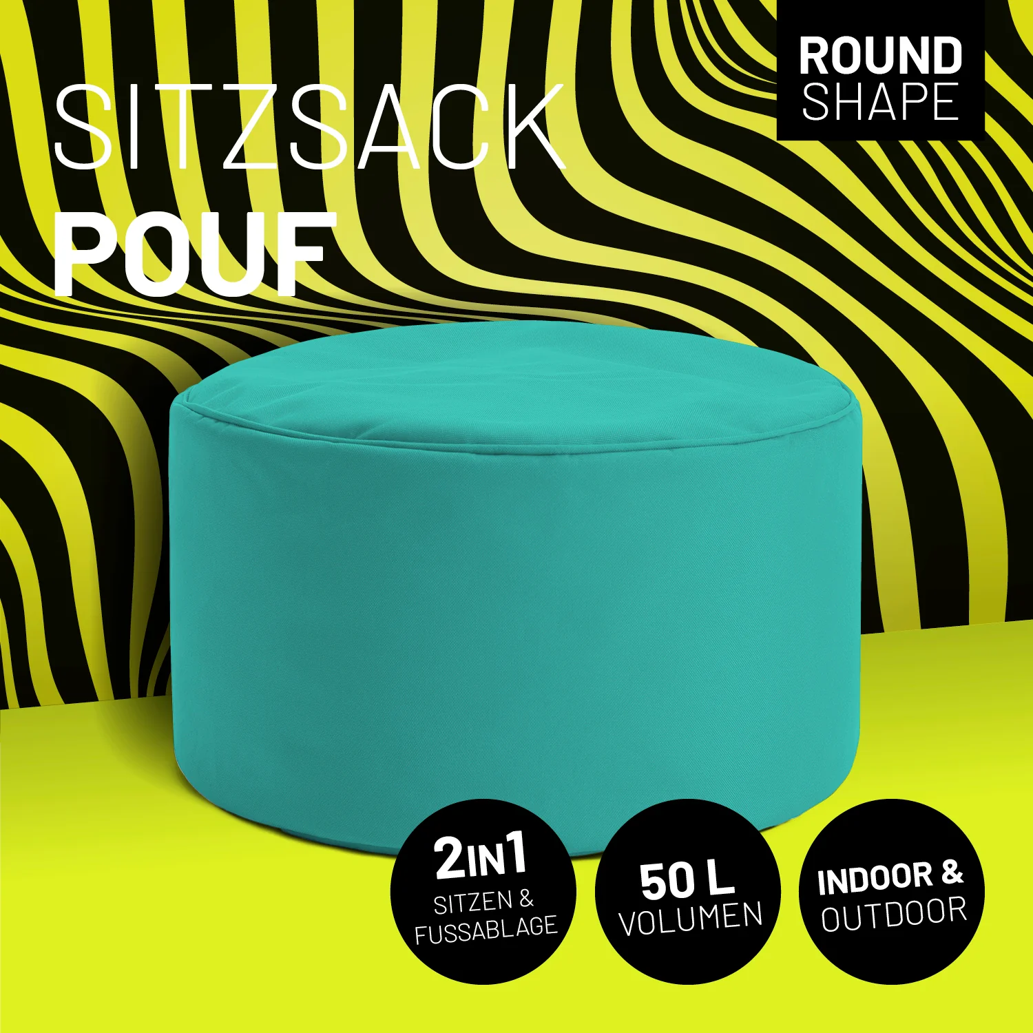 Sitzsack-Hocker/Pouf (50 L) - indoor & outdoor - Türkis - Image 2