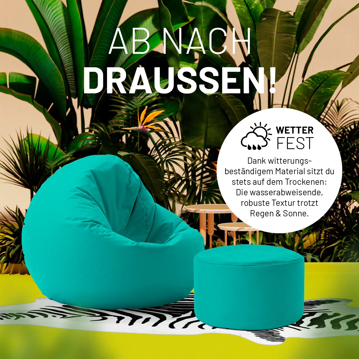 Sitzsack-Hocker/Pouf (50 L) - indoor & outdoor - Türkis - Image 6