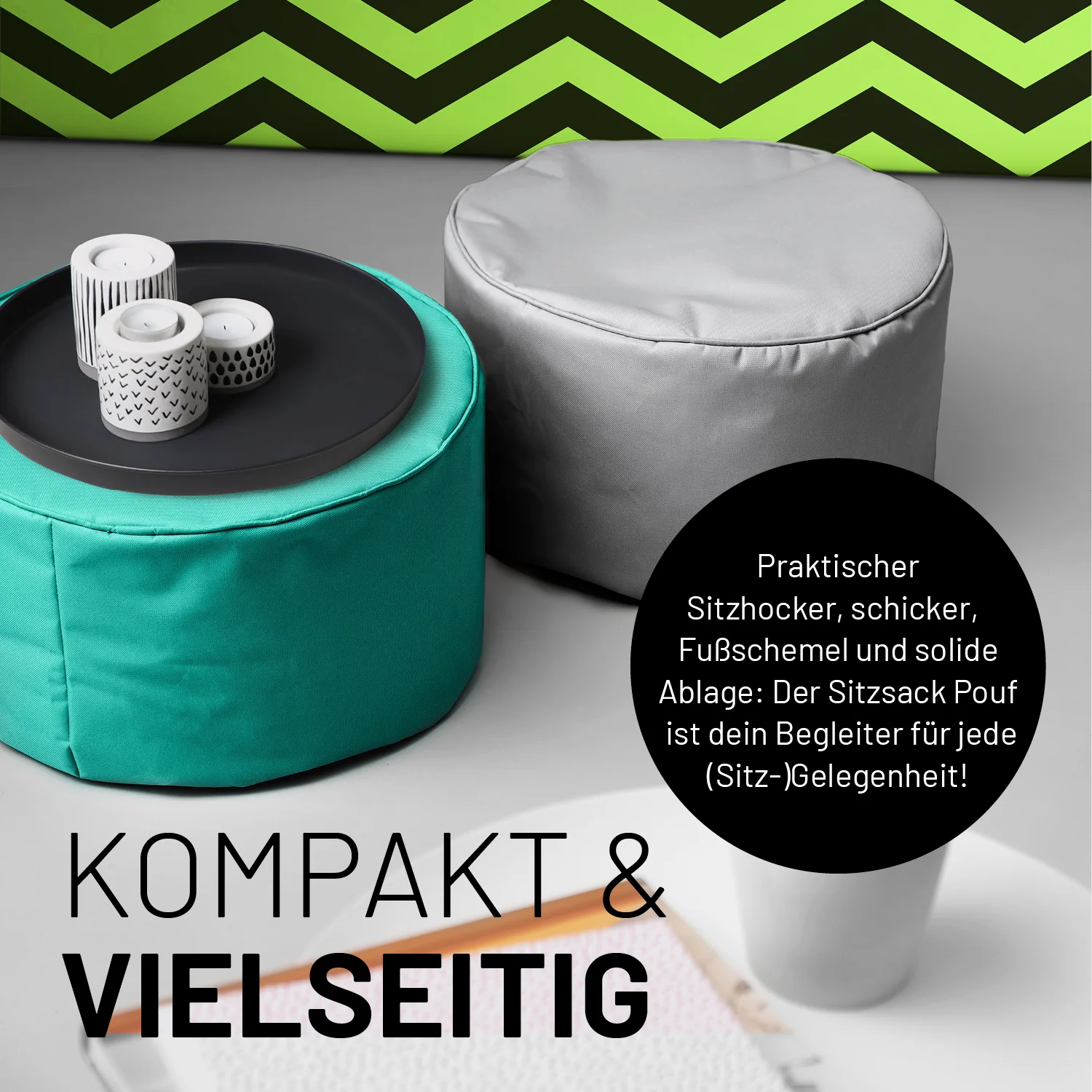 Sitzsack-Hocker/Pouf (50 L) - indoor & outdoor - Türkis - Image 7