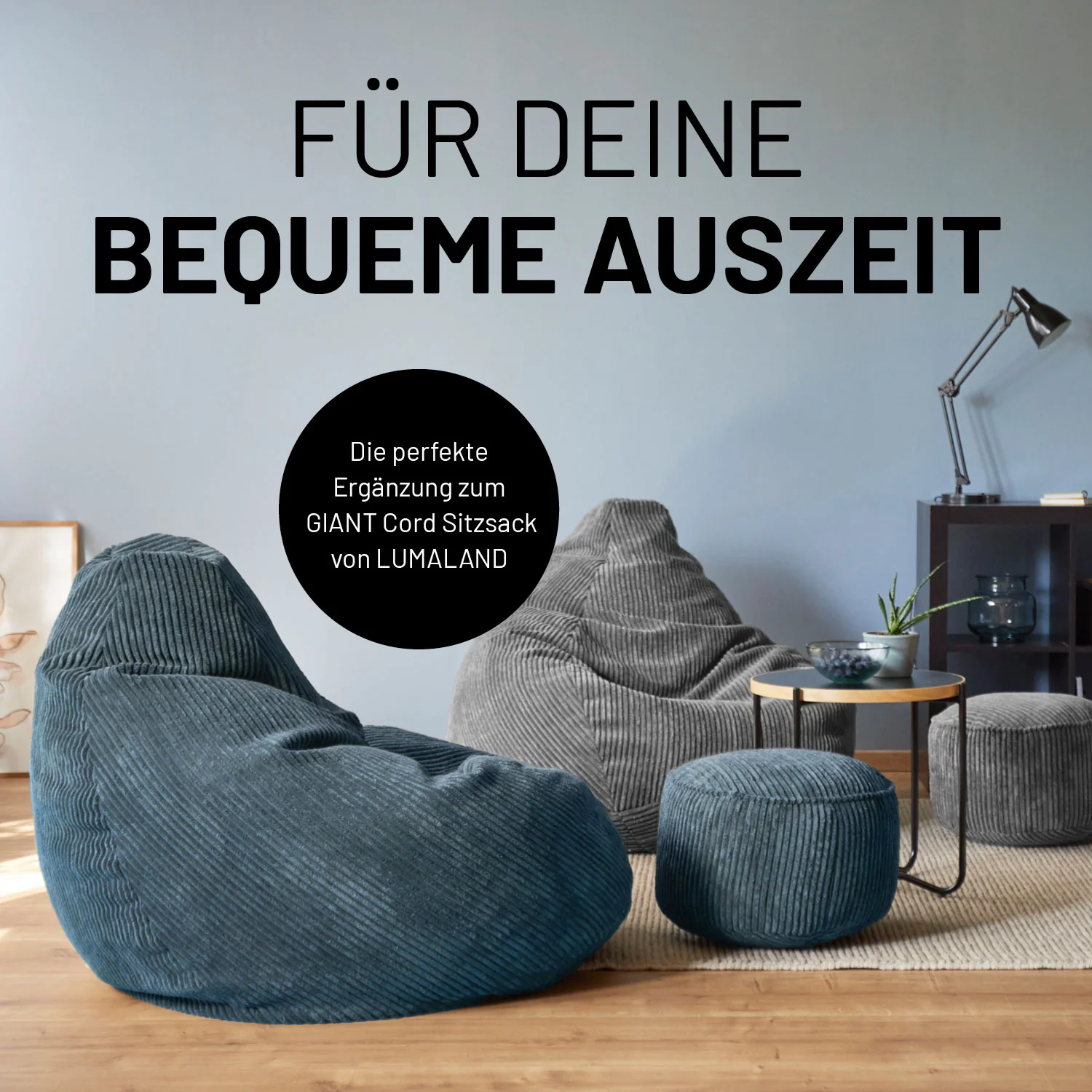 Sitzsack Pouf aus der Cord-Reihe - Grau - Image 6