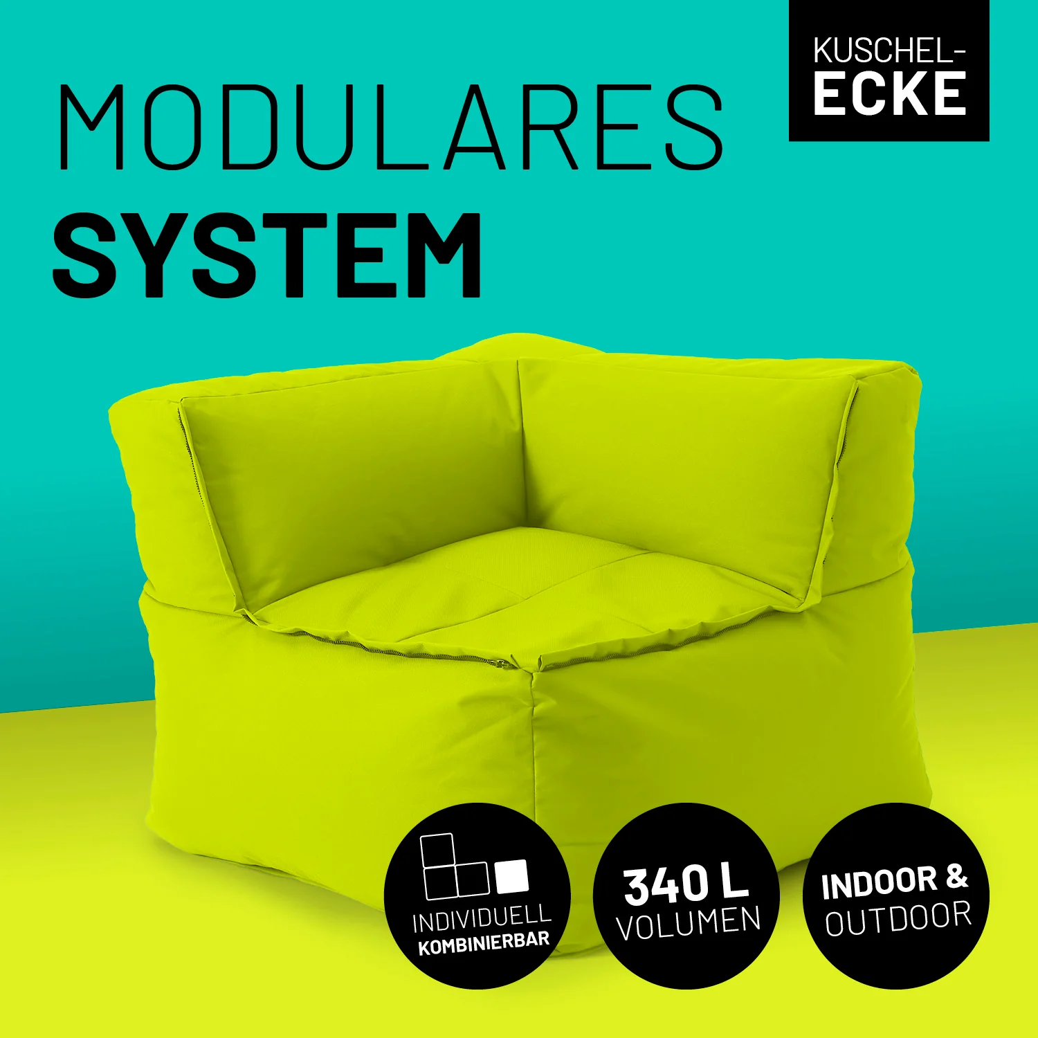 Sitzsack-Sofa Ecke (340 L) - Modulares System - indoor & outdoor - Apfelgrün - Image 2