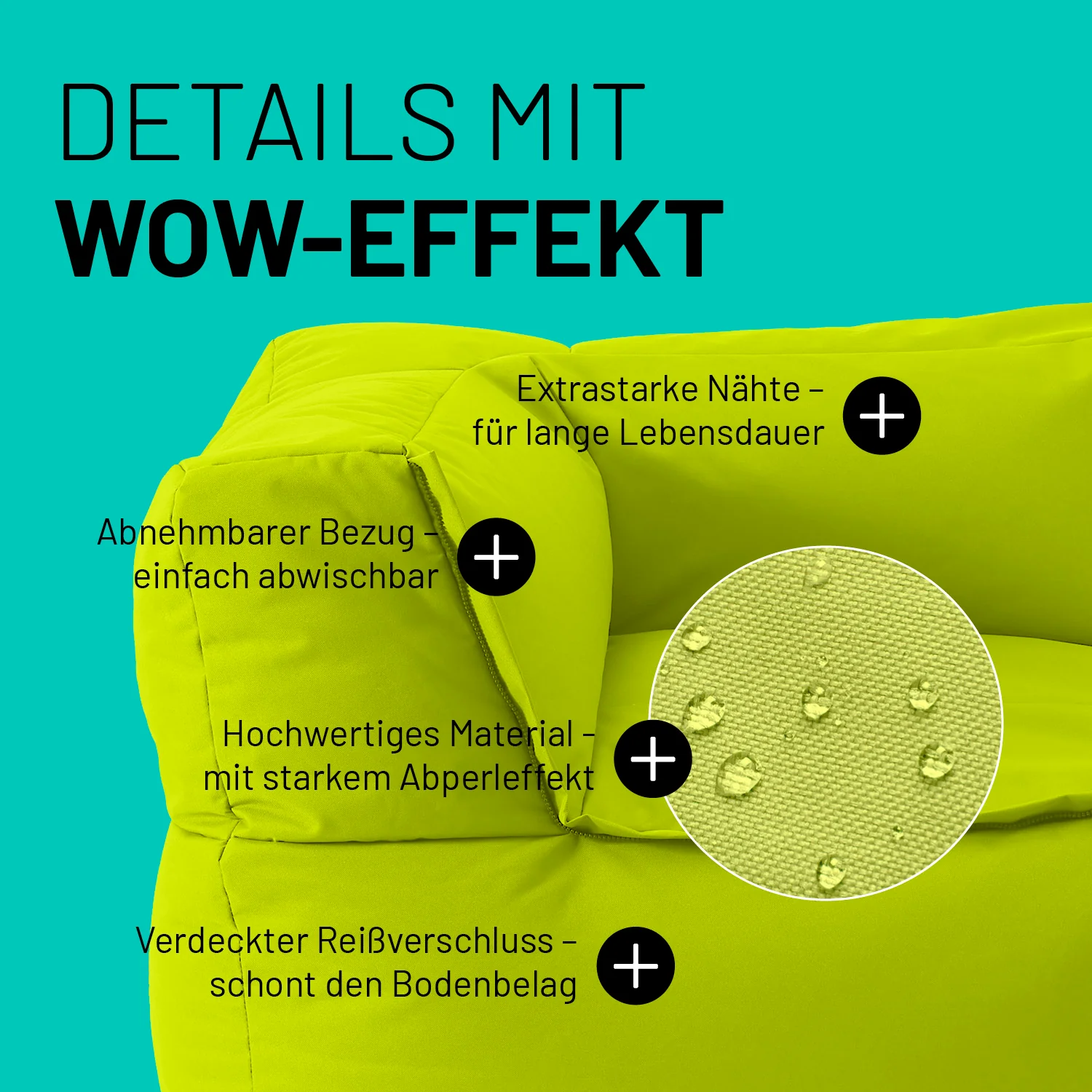 Sitzsack-Sofa Ecke (340 L) - Modulares System - indoor & outdoor - Apfelgrün - Image 5