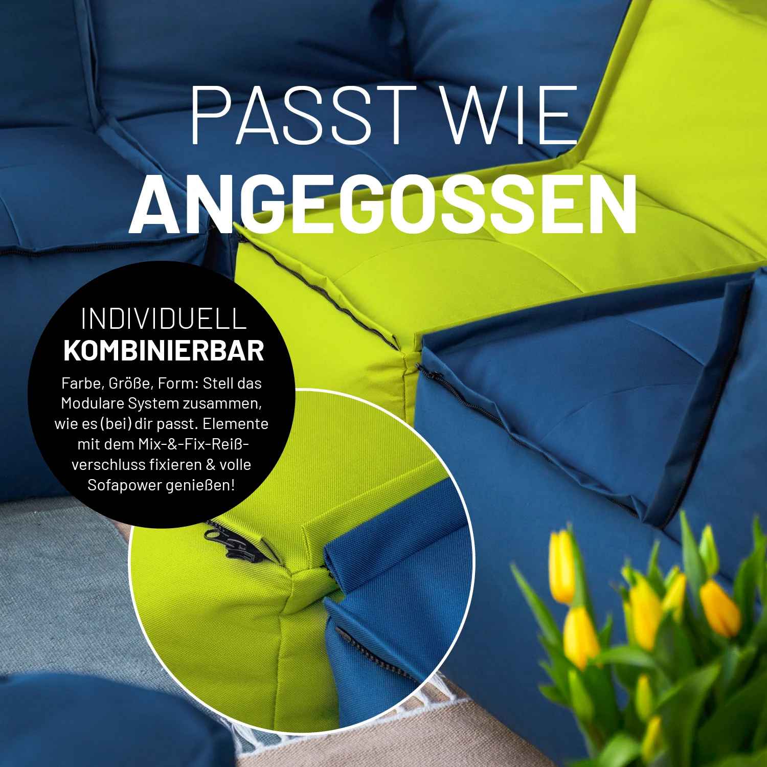 Sitzsack-Sofa Ecke (340 L) - Modulares System - indoor & outdoor - Apfelgrün - Image 7