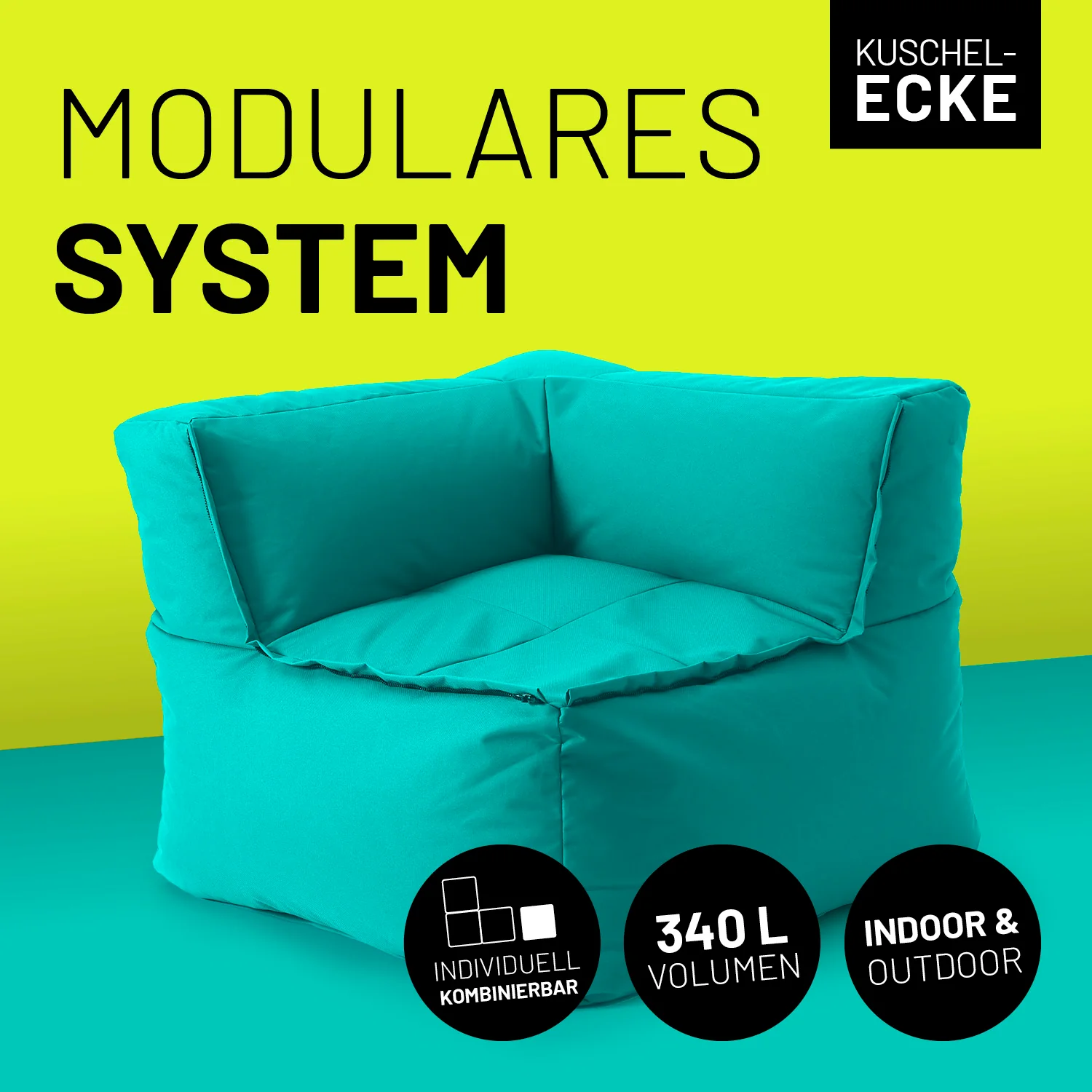 Sitzsack-Sofa Ecke (340 L) - Modulares System - indoor & outdoor - Türkis - Image 2