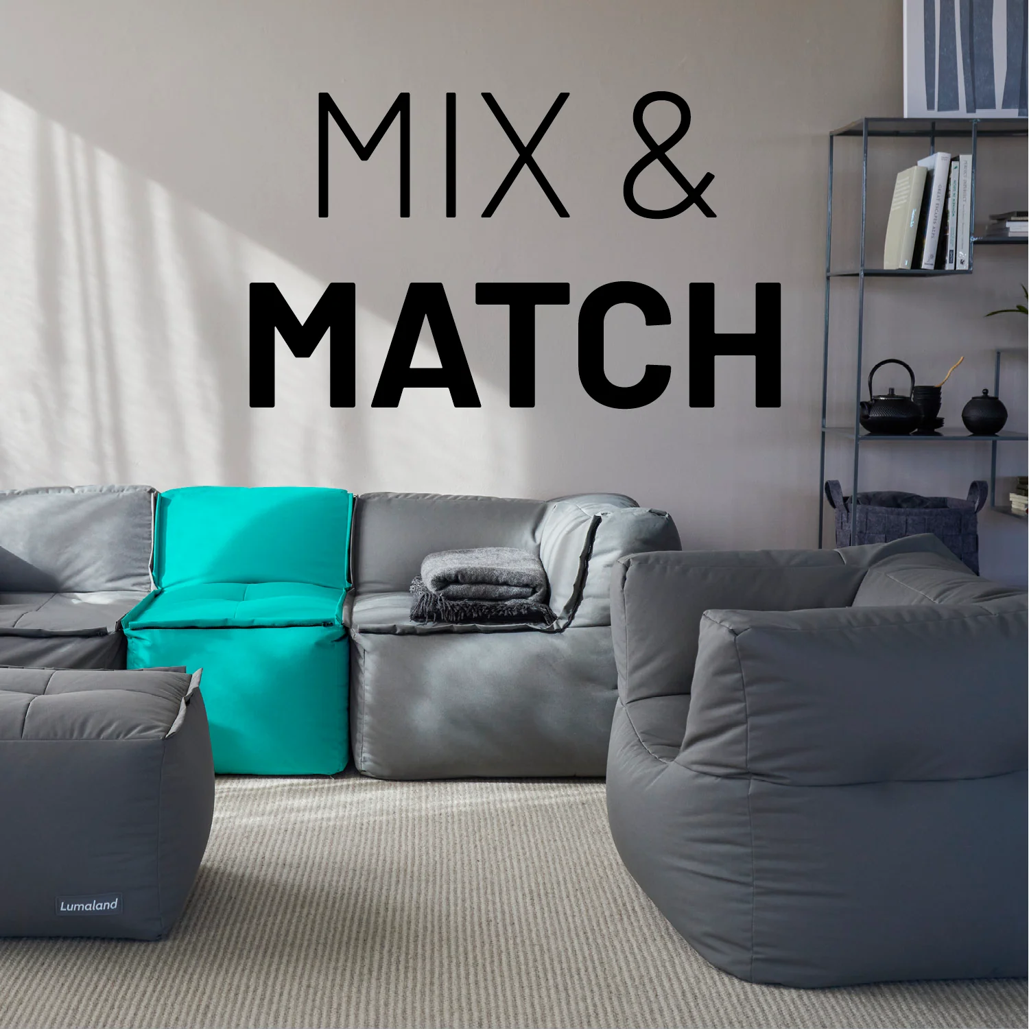 Sitzsack-Sofa Ecke (340 L) - Modulares System - indoor & outdoor - Türkis - Image 3