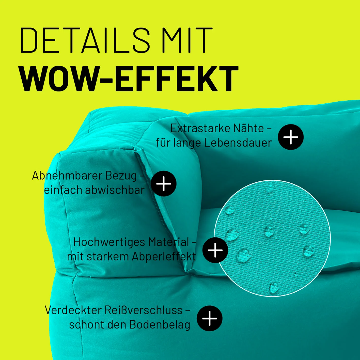 Sitzsack-Sofa Ecke (340 L) - Modulares System - indoor & outdoor - Türkis - Image 5