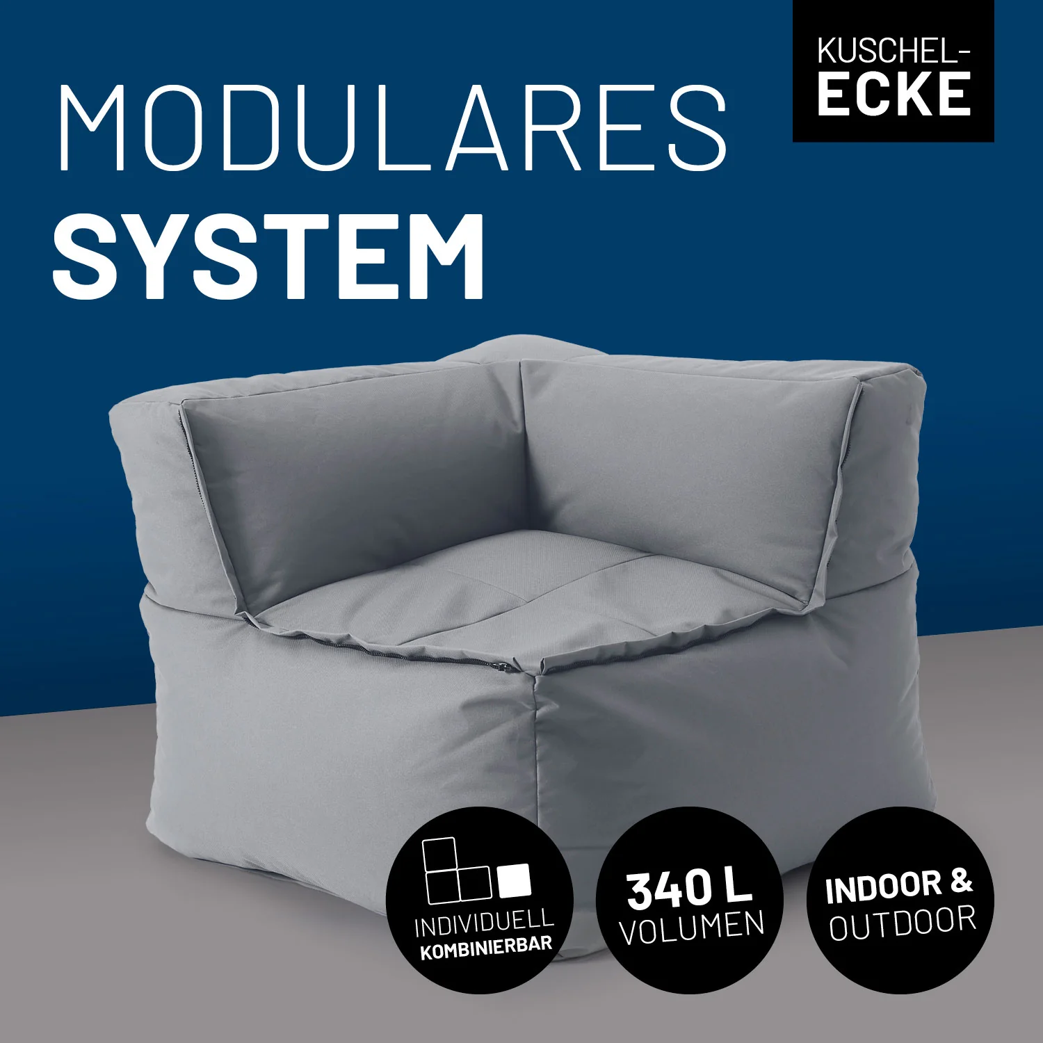 Sitzsack-Sofa Ecke (340 L) - Modulares System - indoor & outdoor - Grau - Image 2