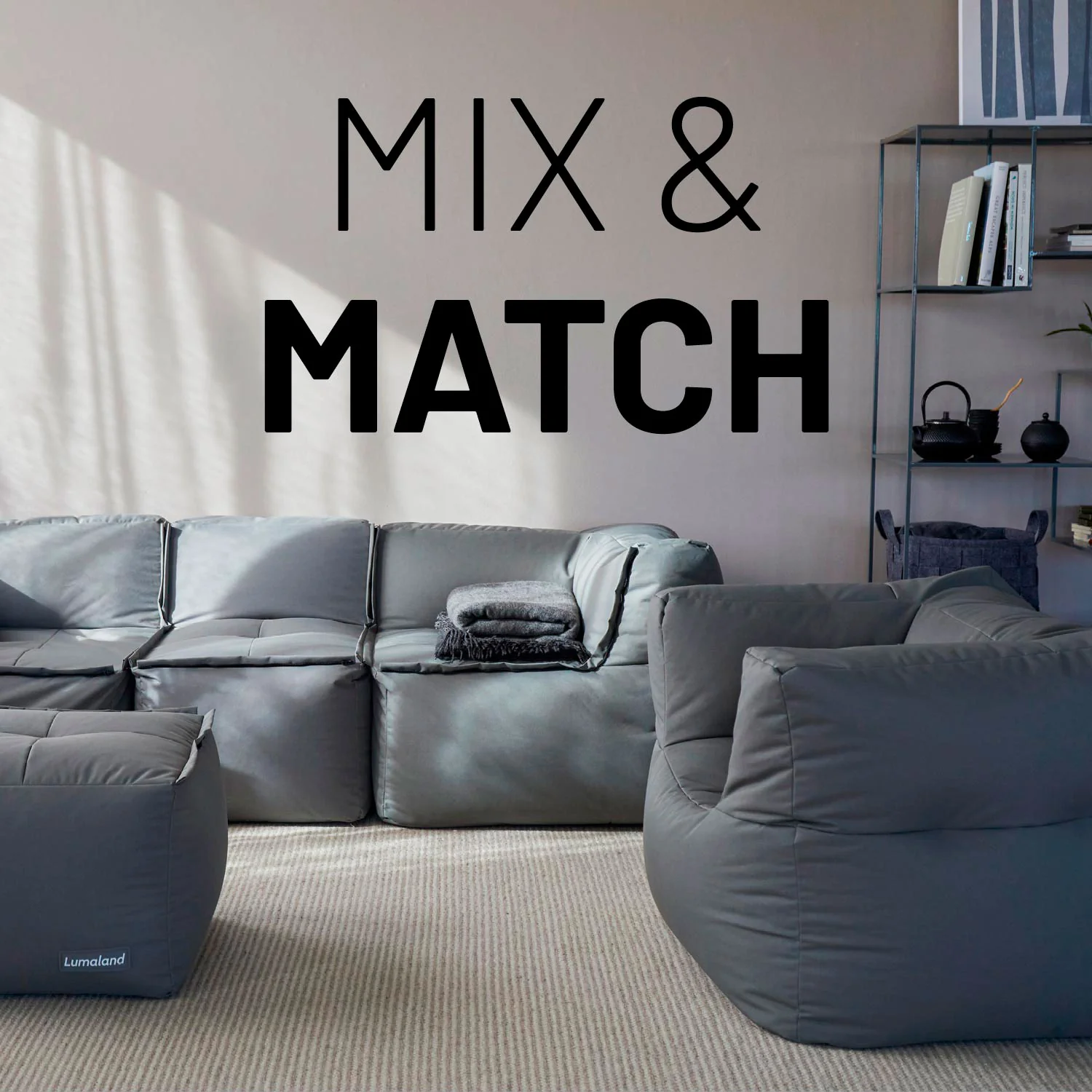 Sitzsack-Sofa Ecke (340 L) - Modulares System - indoor & outdoor - Grau - Image 3