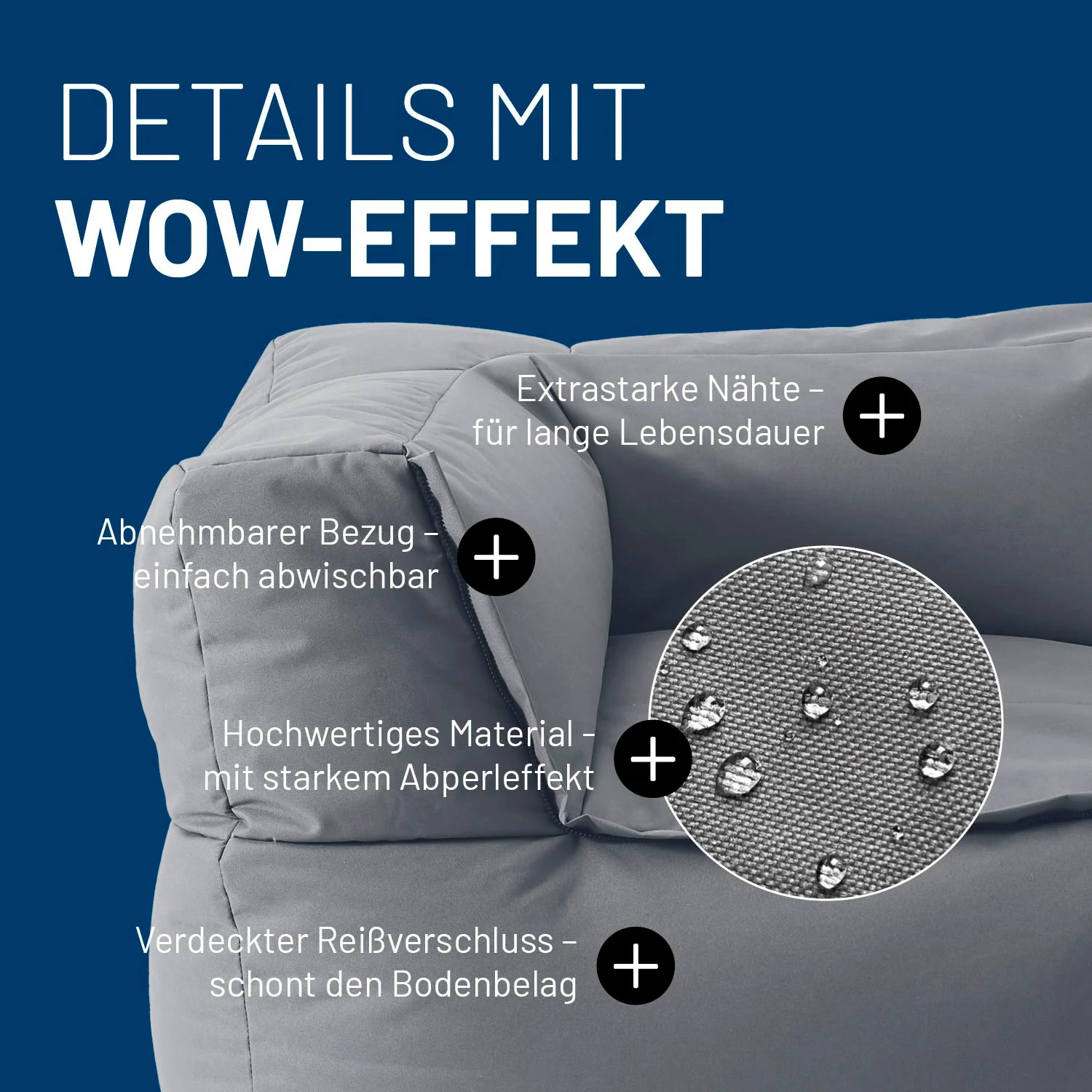 Sitzsack-Sofa Ecke (340 L) - Modulares System - indoor & outdoor - Grau - Image 5
