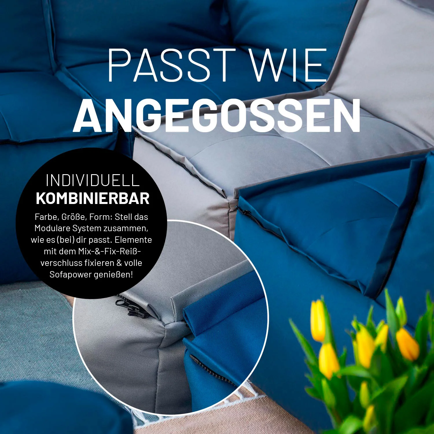 Sitzsack-Sofa Ecke (340 L) - Modulares System - indoor & outdoor - Grau - Image 7