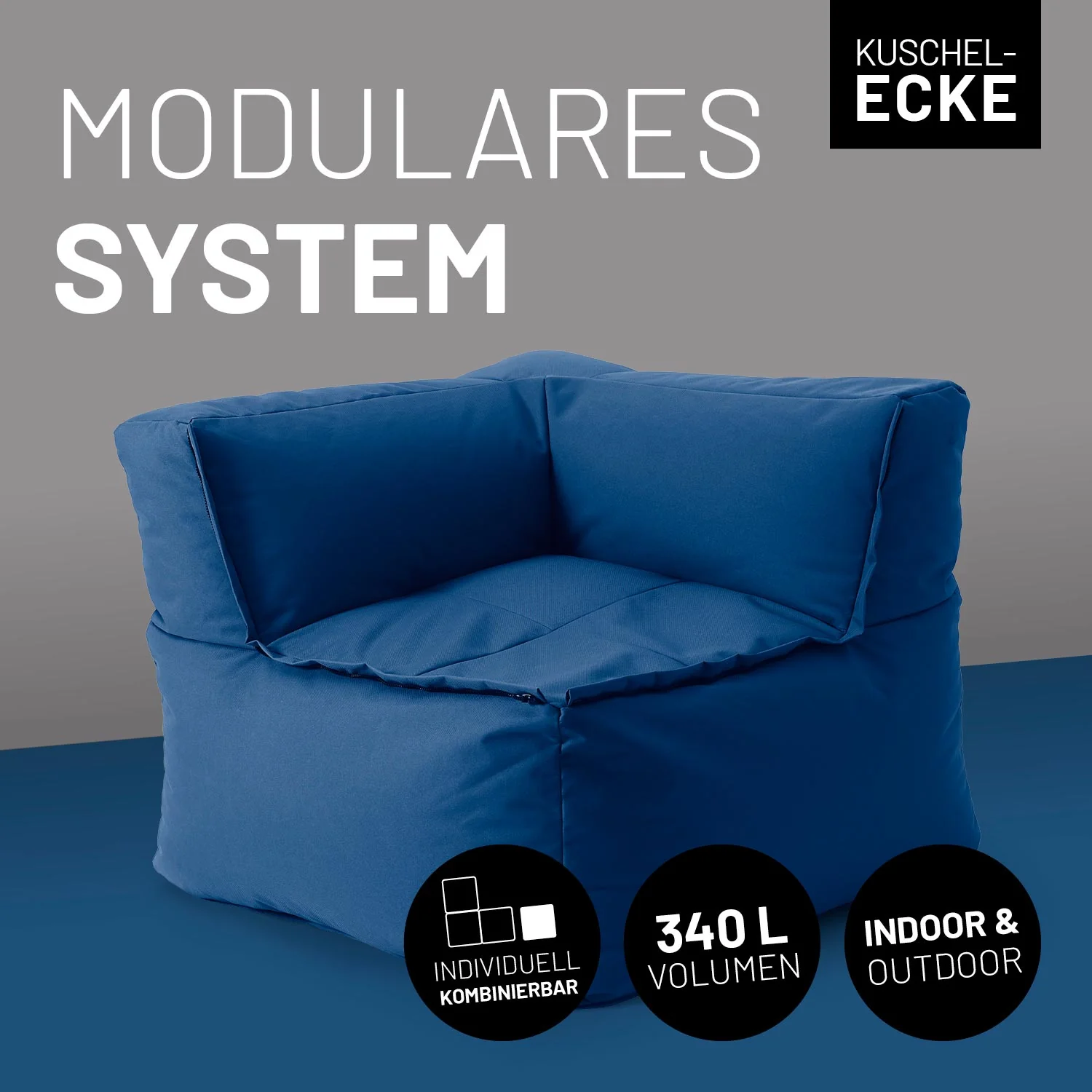 Sitzsack-Sofa Ecke (340 L) - Modulares System - indoor & outdoor - Navyblau - Image 2