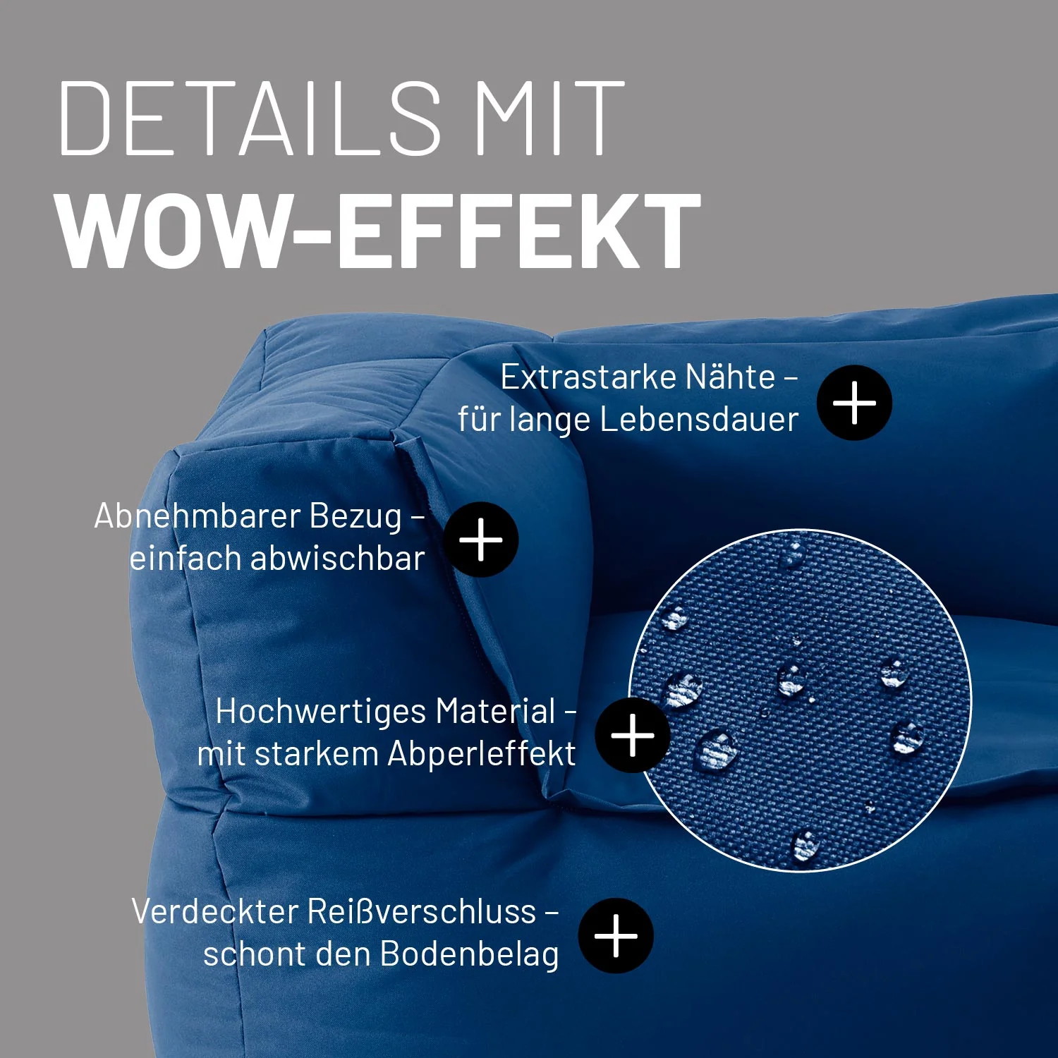 Sitzsack-Sofa Ecke (340 L) - Modulares System - indoor & outdoor - Navyblau - Image 5