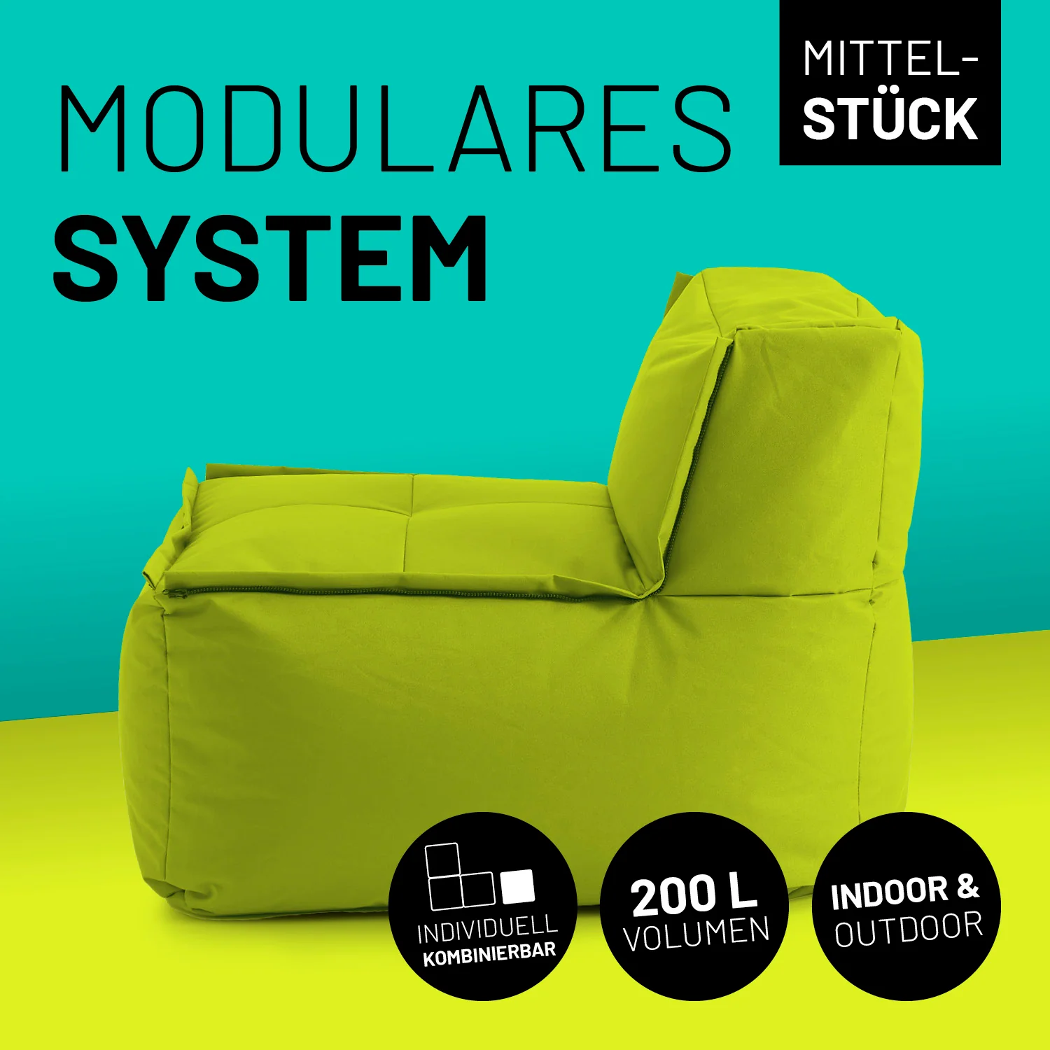 Sitzsack-Sofa Mittelstück (200 L) - Modulares System - indoor & outdoor - Apfelgrün - Image 2