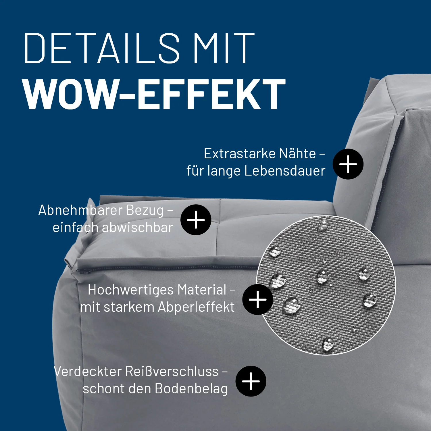 Sitzsack-Sofa Mittelstück (200 L) - Modulares System - indoor & outdoor - Grau - Image 5