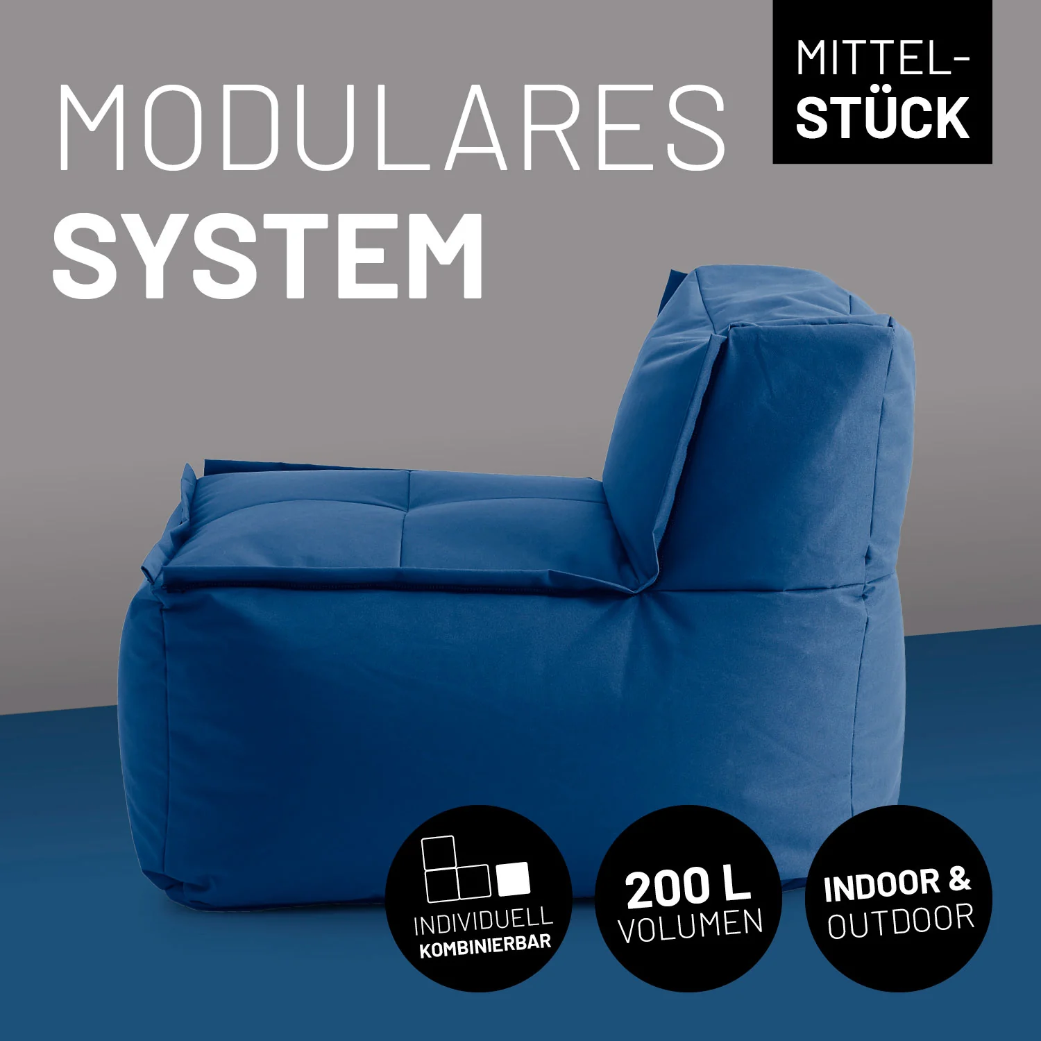 Sitzsack-Sofa Mittelstück (200 L) - Modulares System - indoor & outdoor - Navyblau - Image 2