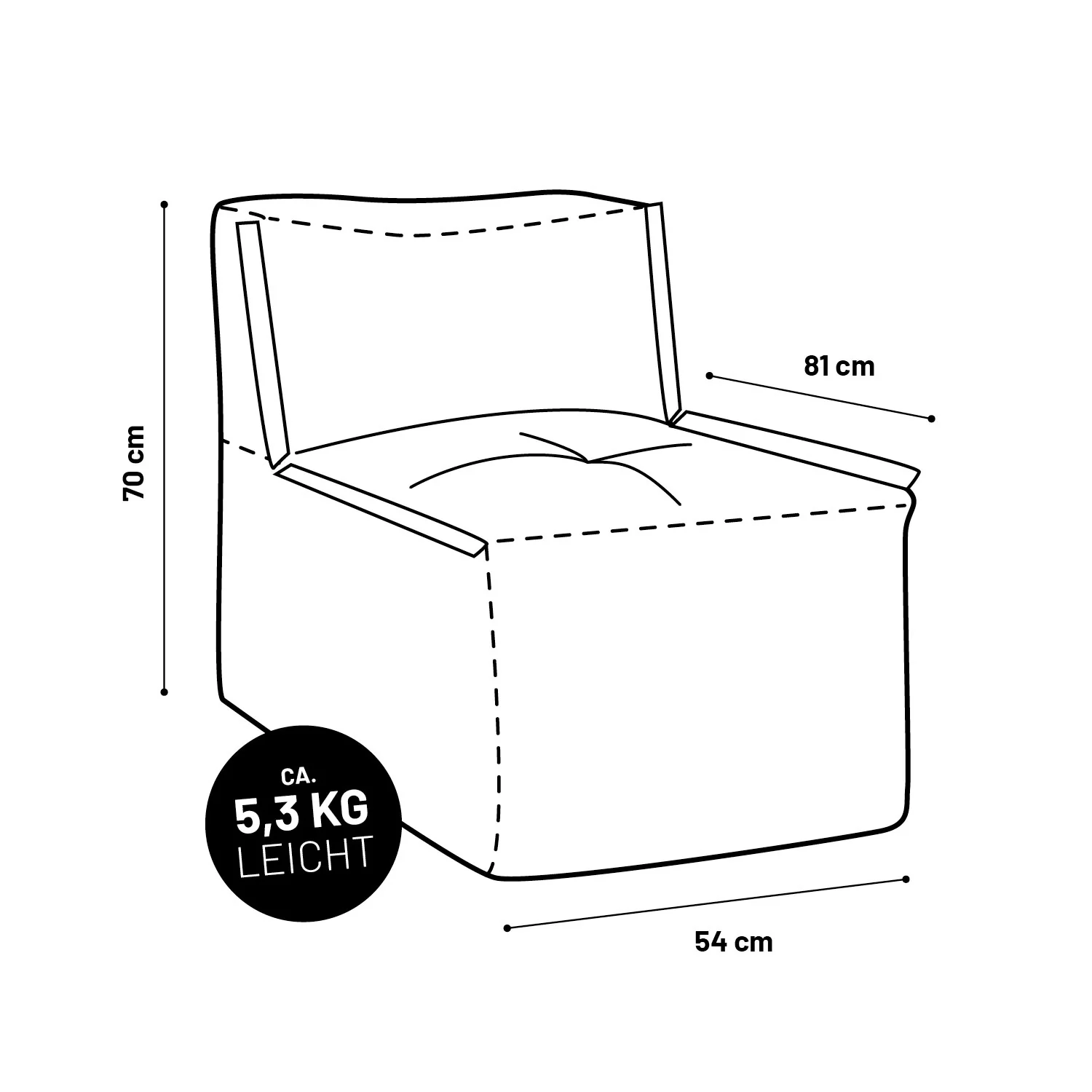 Sitzsack-Sofa Mittelstück (200 L) - Modulares System - indoor & outdoor - Navyblau - Image 9