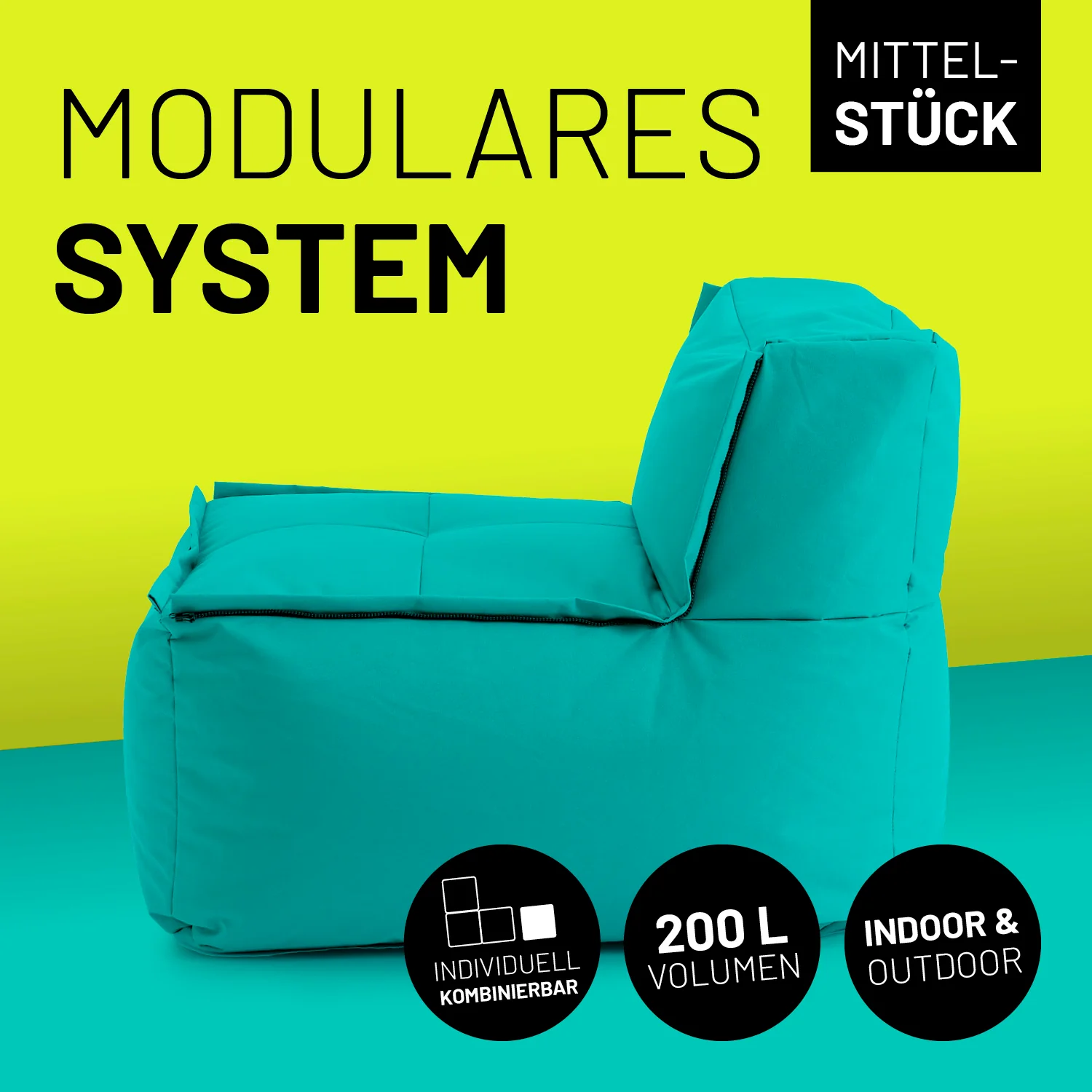 Sitzsack-Sofa Mittelstück (200 L) - Modulares System - indoor & outdoor - Türkis - Image 2