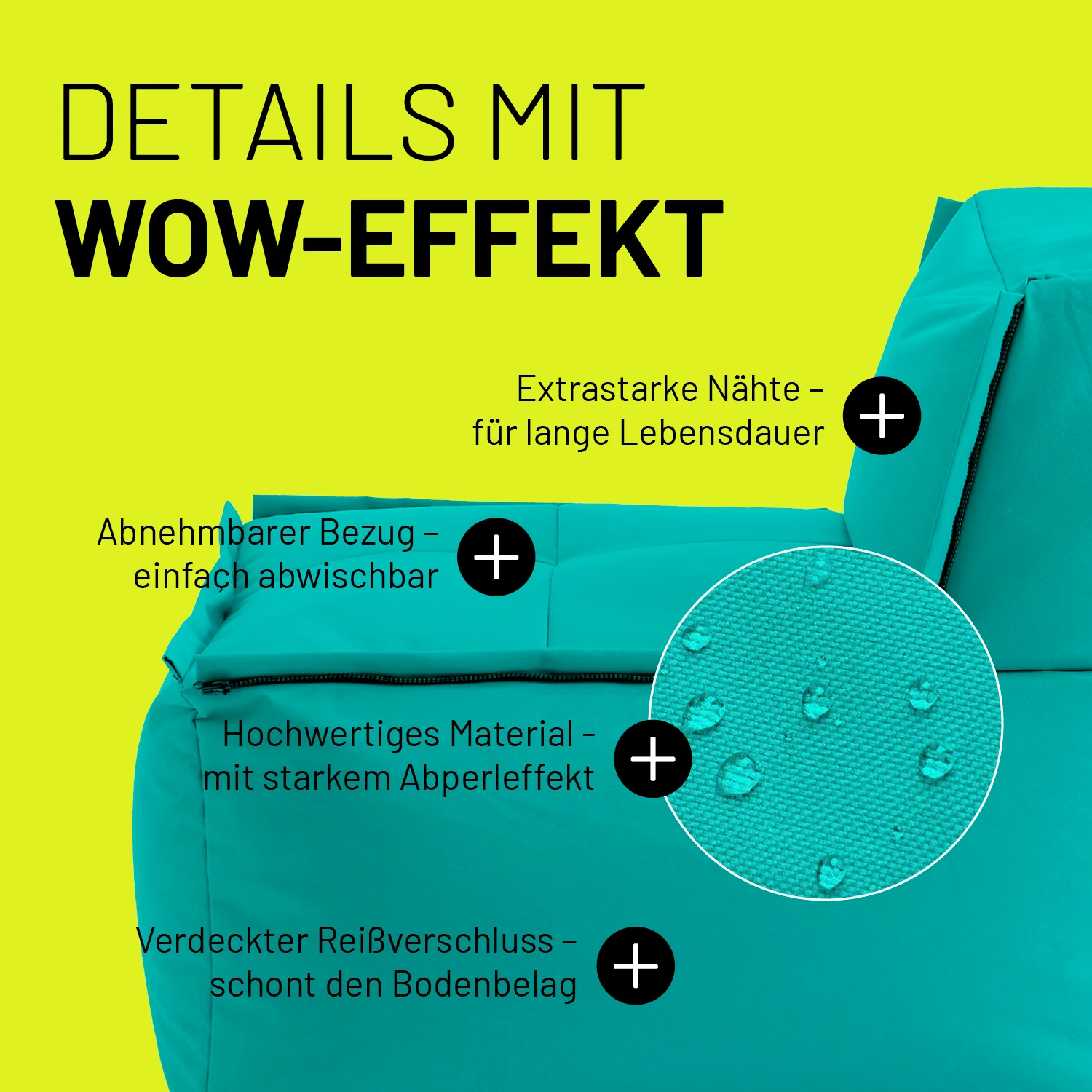Sitzsack-Sofa Mittelstück (200 L) - Modulares System - indoor & outdoor - Türkis - Image 5