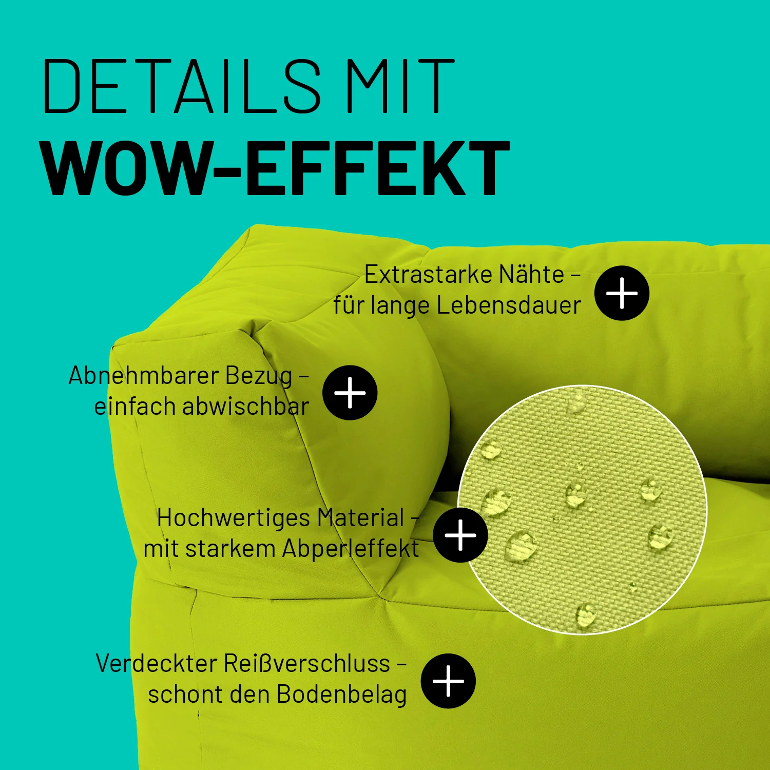 Sitzsack-Sofa Sessel (400 L) - Modulares System - indoor & outdoor - Apfelgrün - Image 5