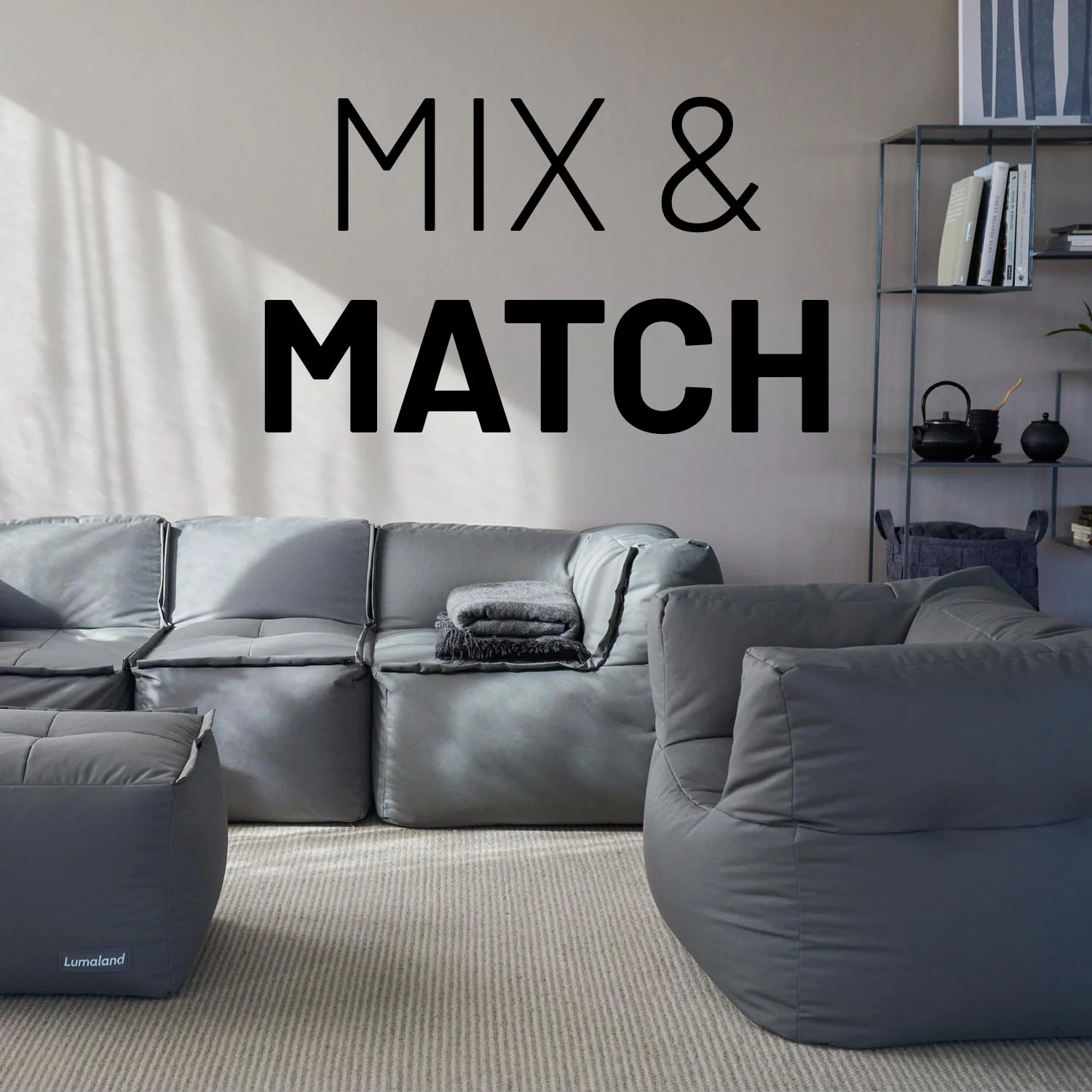 Sitzsack-Sofa Sessel (400 L) - Modulares System - indoor & outdoor - Grau - Image 3