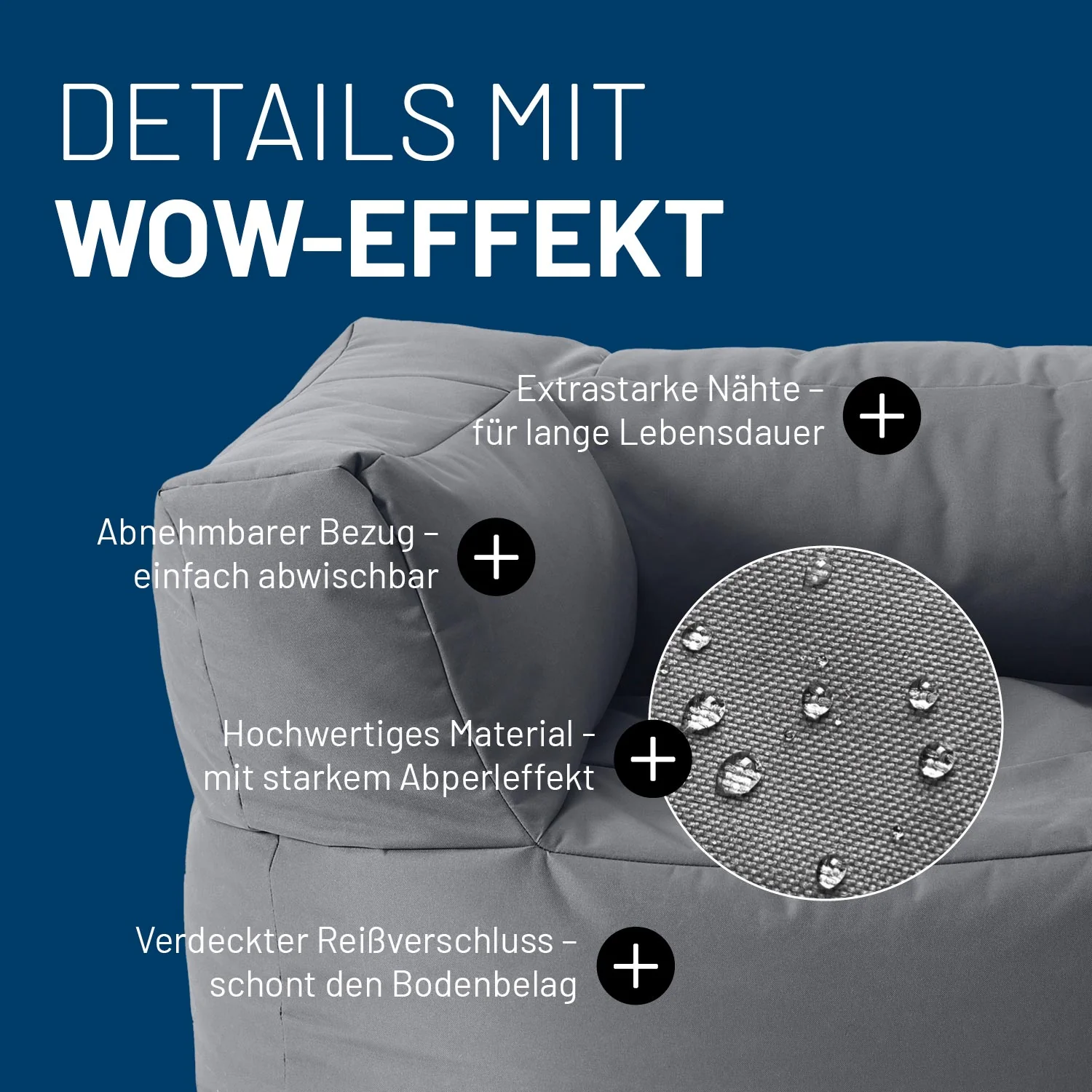 Sitzsack-Sofa Sessel (400 L) - Modulares System - indoor & outdoor - Grau - Image 5