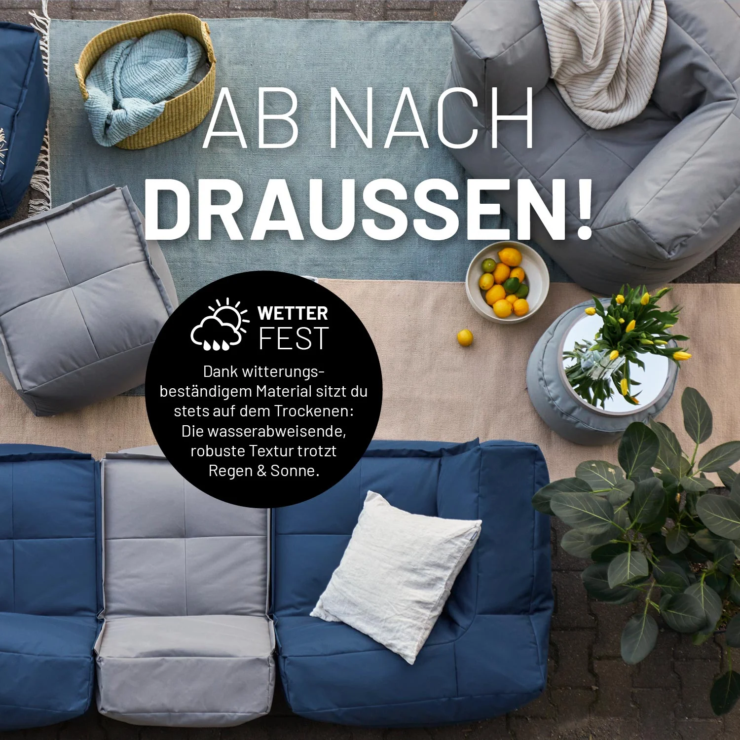 Sitzsack-Sofa Sessel (400 L) - Modulares System - indoor & outdoor - Grau - Image 6