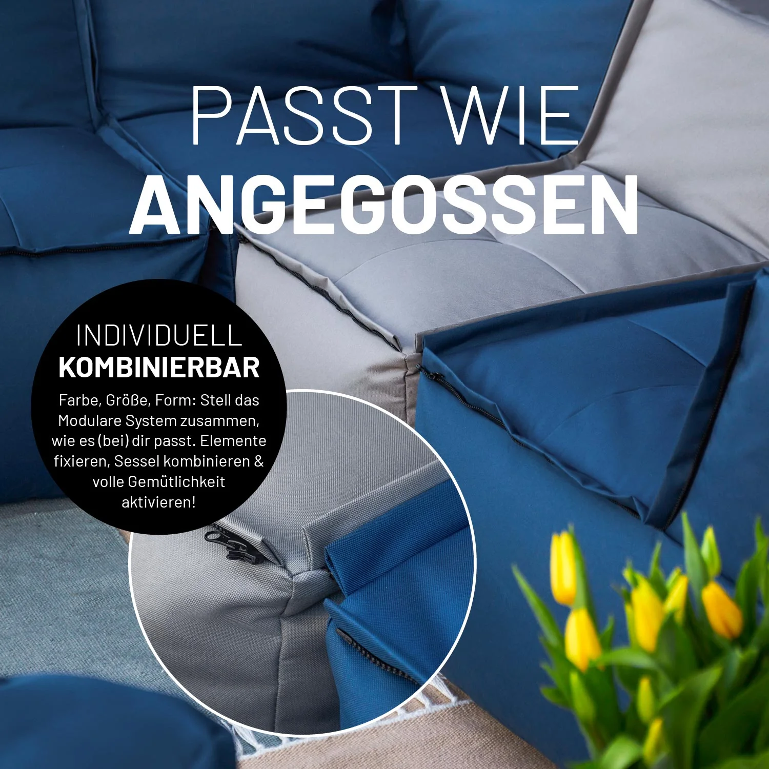 Sitzsack-Sofa Sessel (400 L) - Modulares System - indoor & outdoor - Grau - Image 7