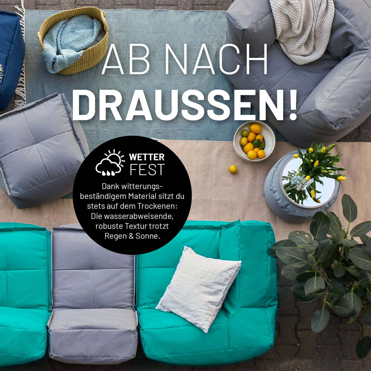 Sitzsack-Sofa Sessel (400 L) - Modulares System - indoor & outdoor - Türkis - Image 6