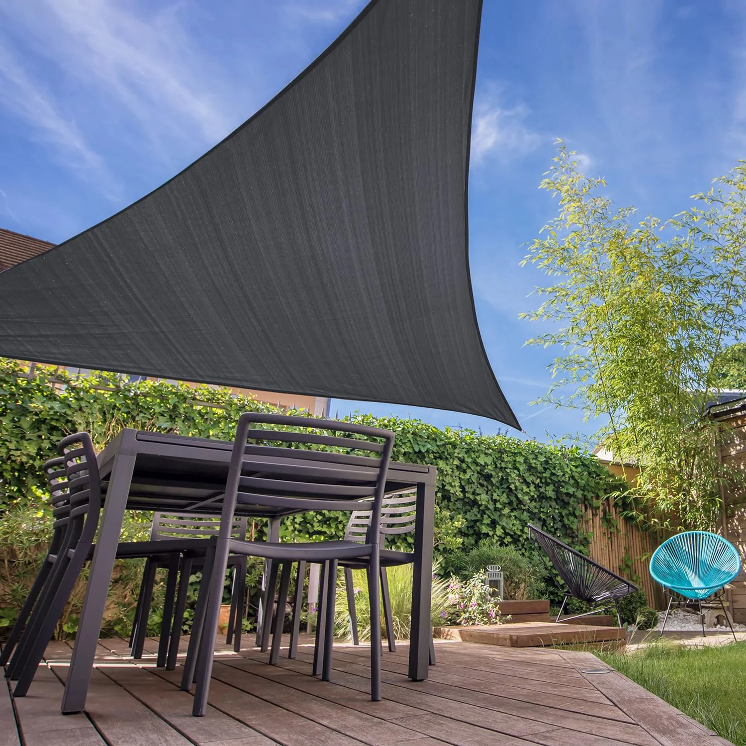 Sonnensegel 100% HDPE - Dreieck 3 x 3 Meter - dunkelgrau - Image 2