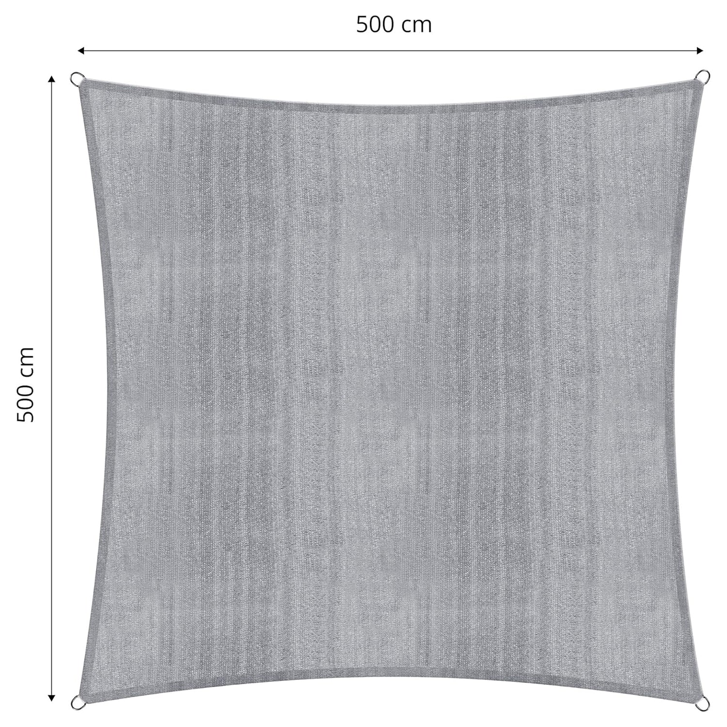 Sonnensegel 100% HDPE mit Stabilisator für UV-Schutz - Quadrat 5 x 5 Meter - Hellgrau - Image 3