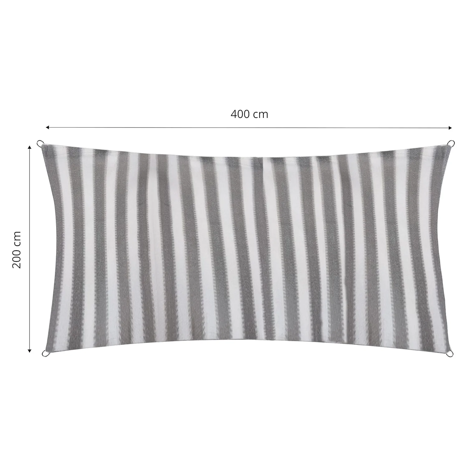 Sonnensegel 100% HDPE mit Stabilisator für UV-Schutz - Rechteck 2 x 4 Meter - Grau/Weiß - Image 4